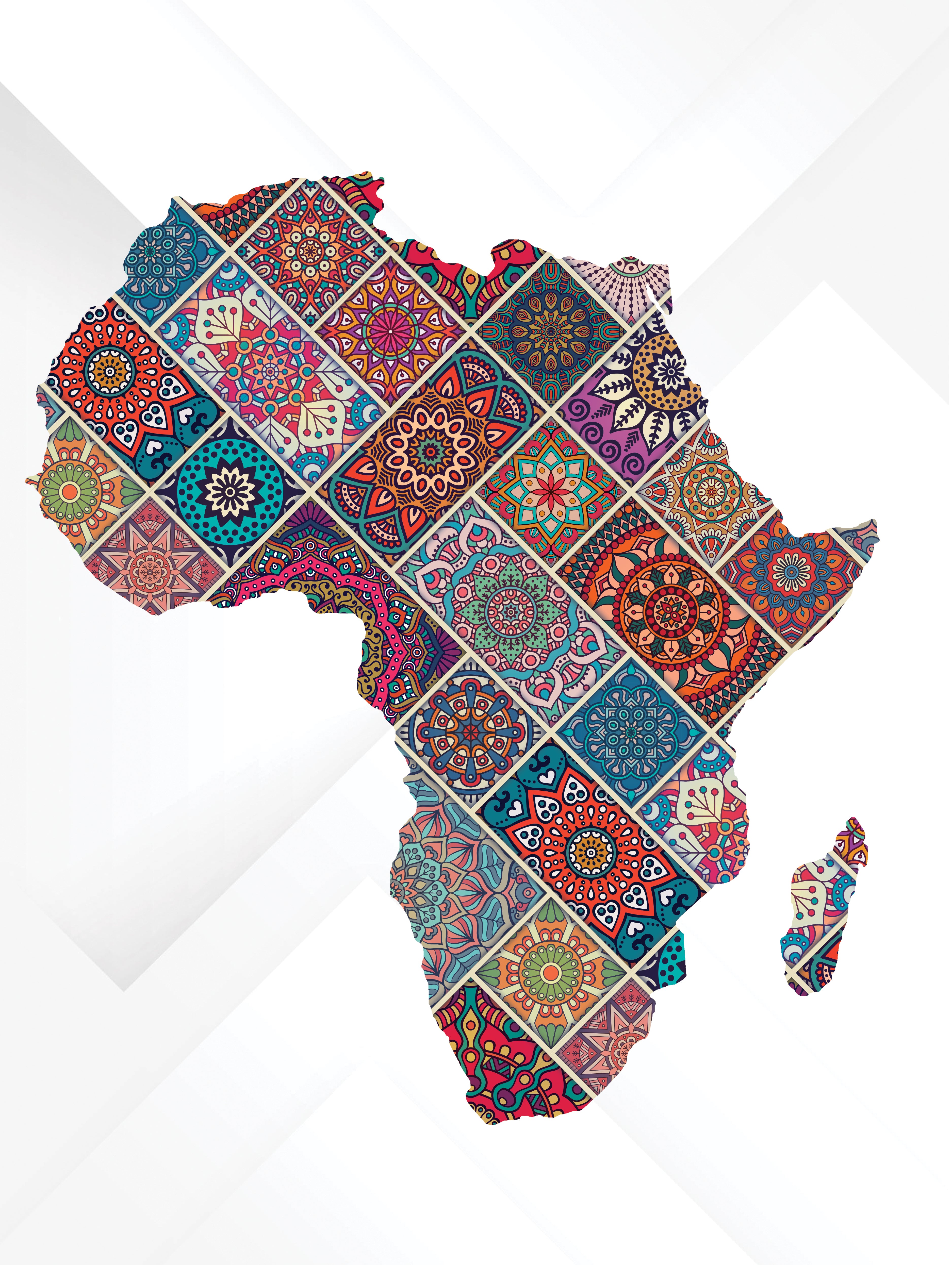 Vinyl Decal, Colorful mosaic map of Africa (5" x 7")
