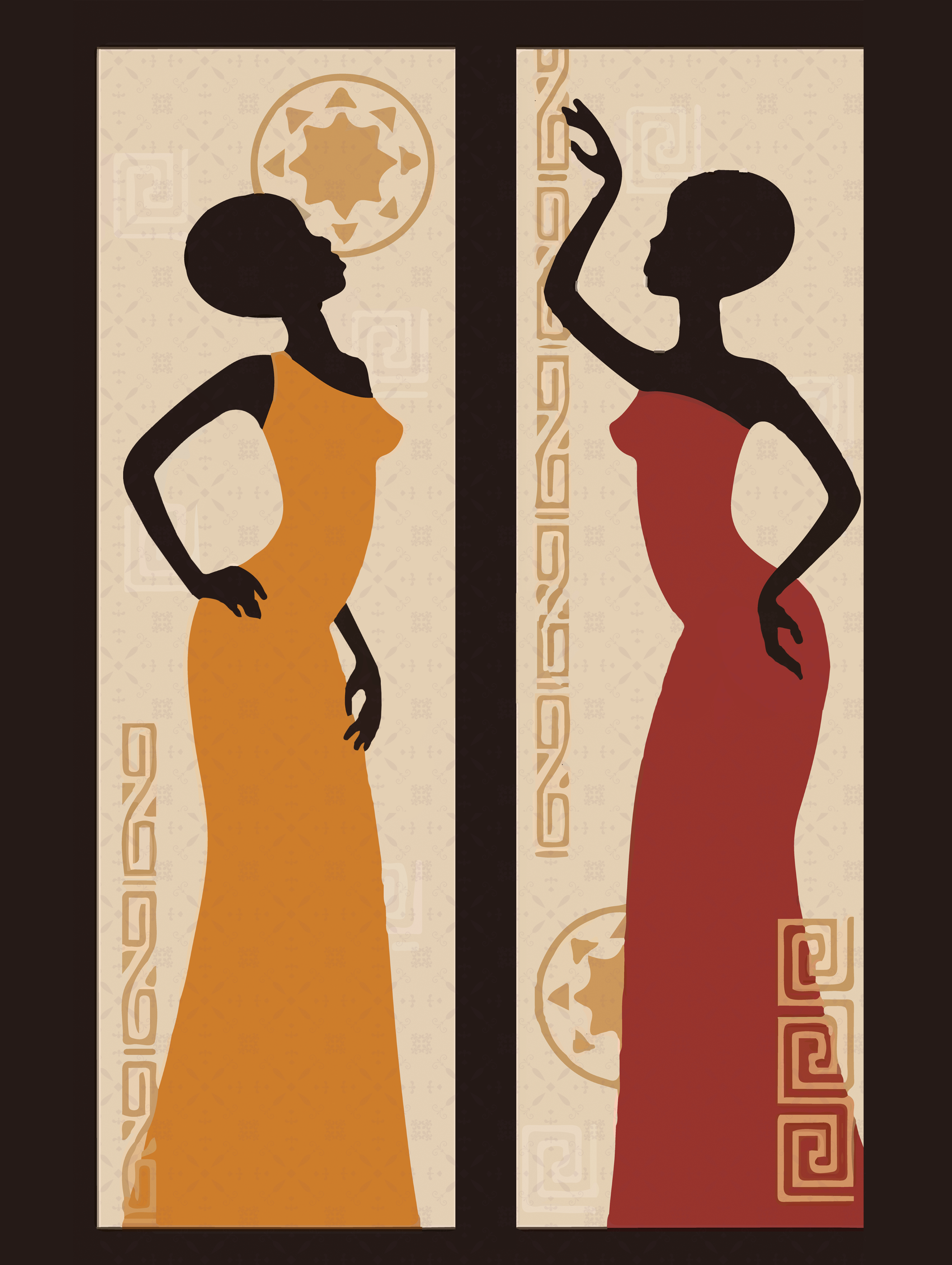 Vinyl Decal, Two of Silhouettes African Women (5" x 7")
