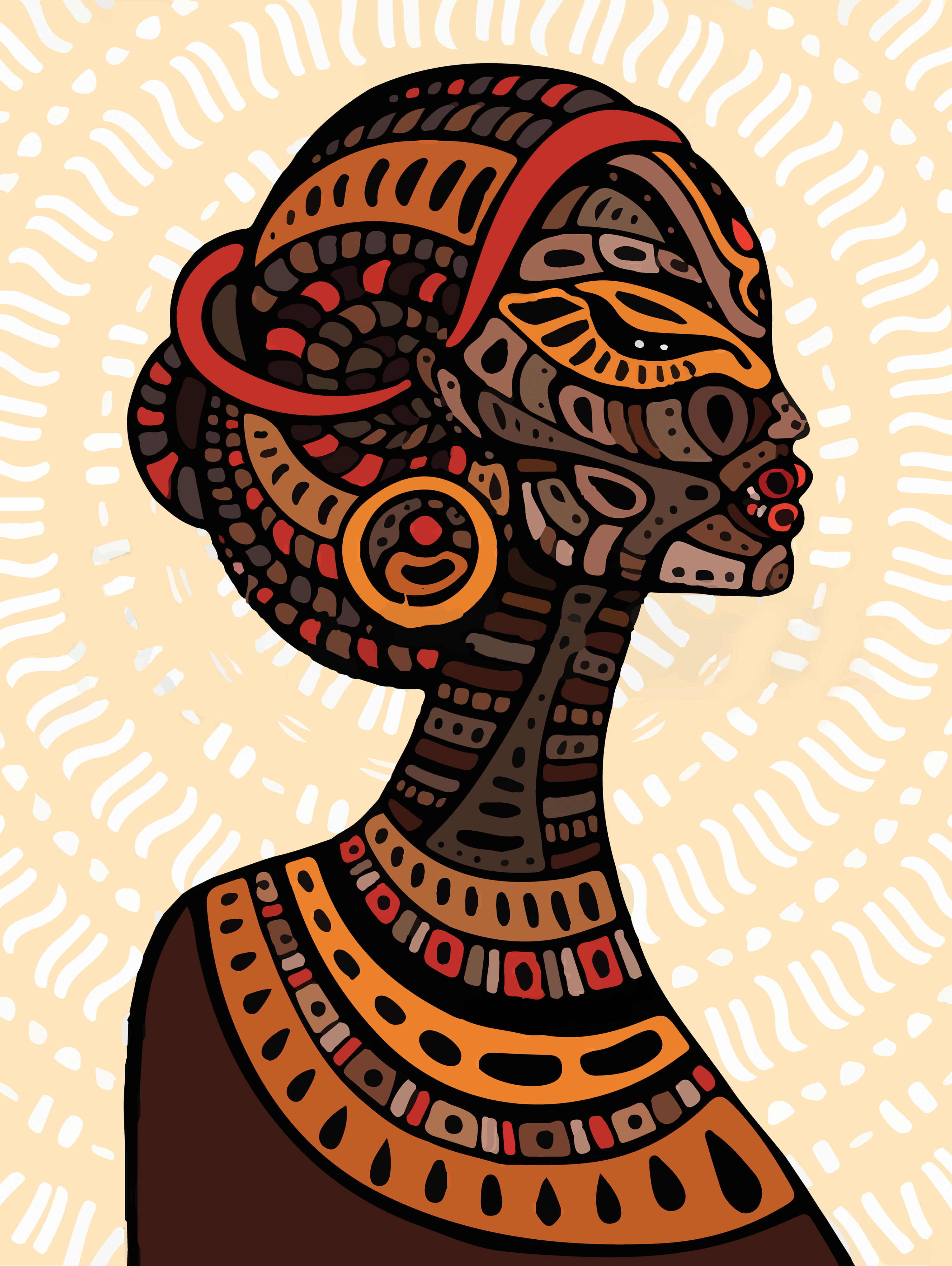 Vinyl Decal, Artistic Depiction Of A Stylized Face (5" x 7")