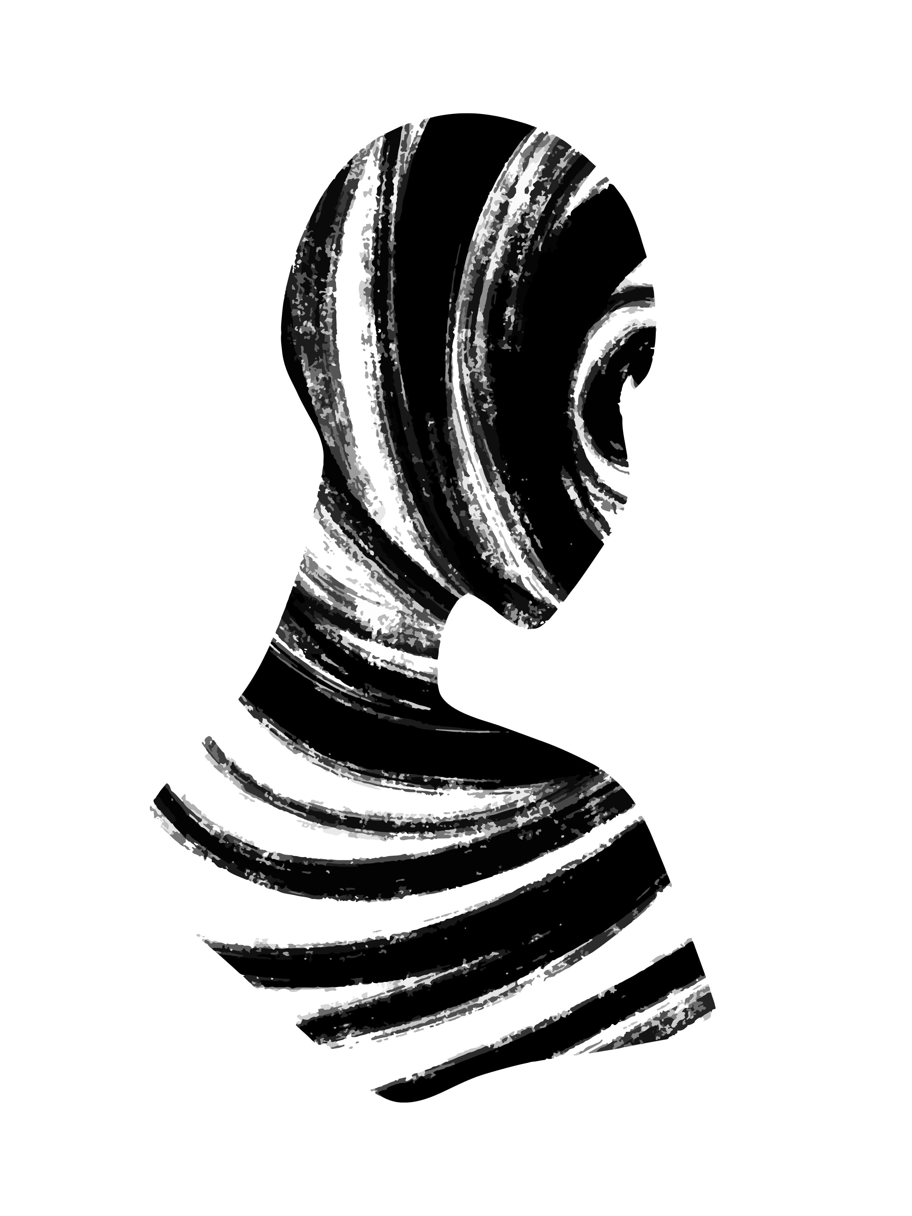 Vinyl Decal, Zebra Black Woman Art (5" x 7")
