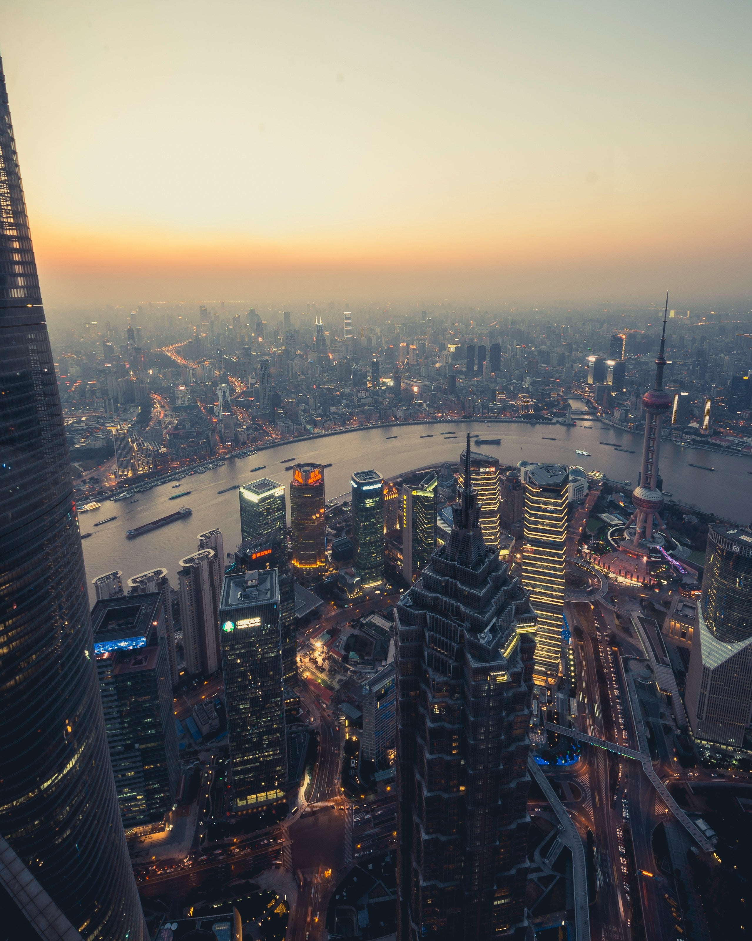 Vinyl Decal, Shanghai Skyline At Dusk (5" x 7")