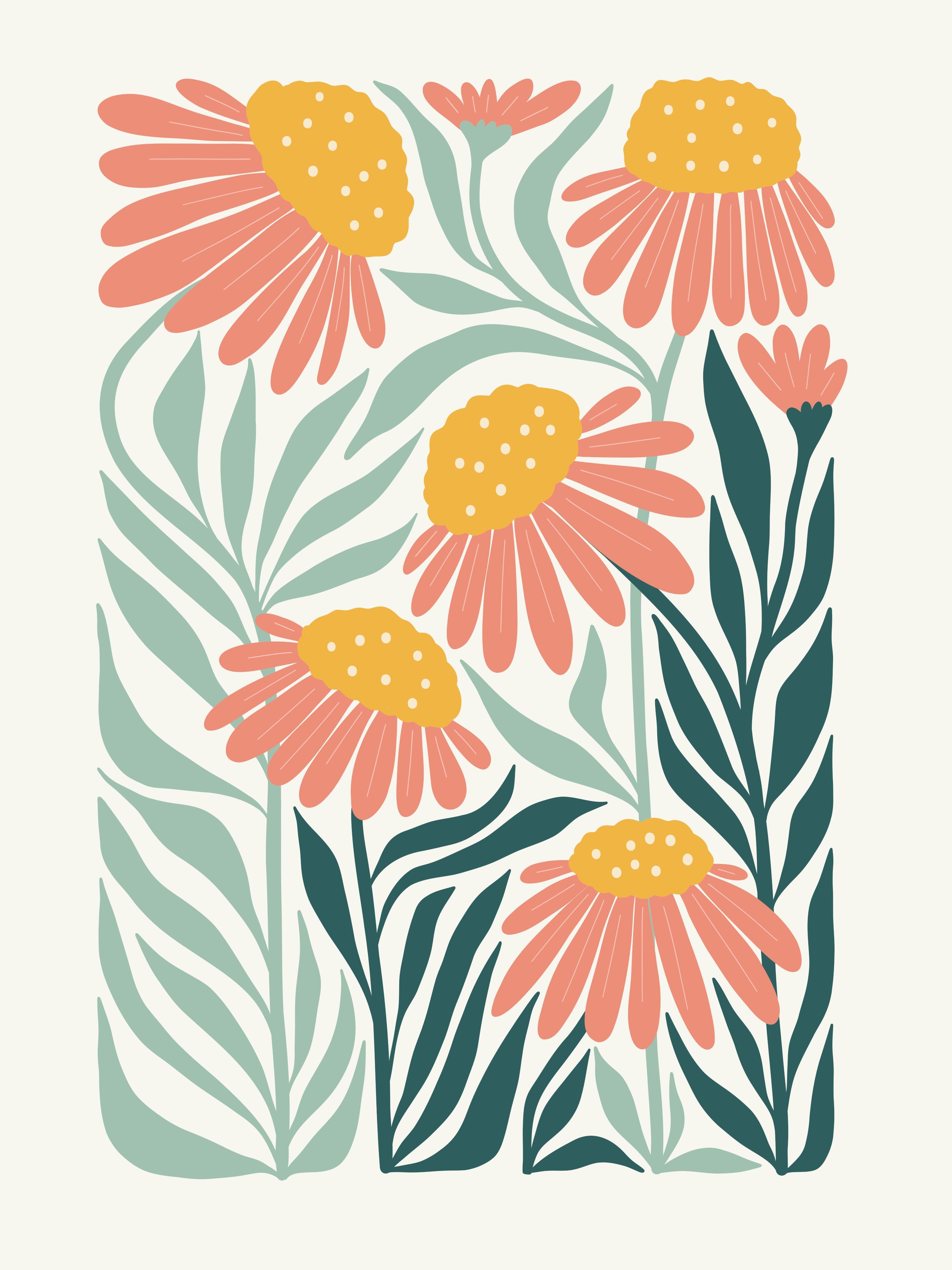 Vinyl Decal, Abstract Floral Poster (5" x 7")