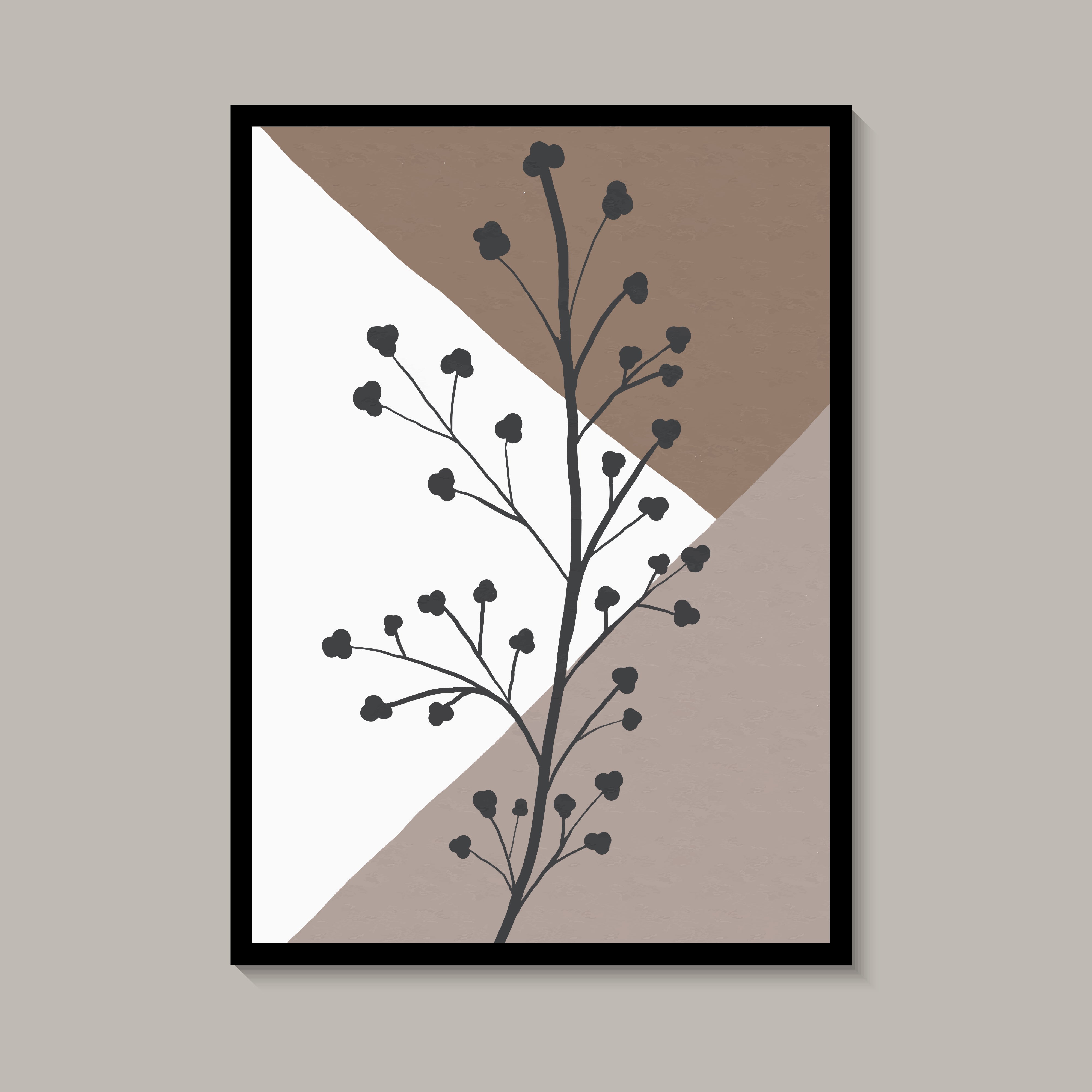 Vinyl Decal, Gray Beige Floral Art (5" x 7")