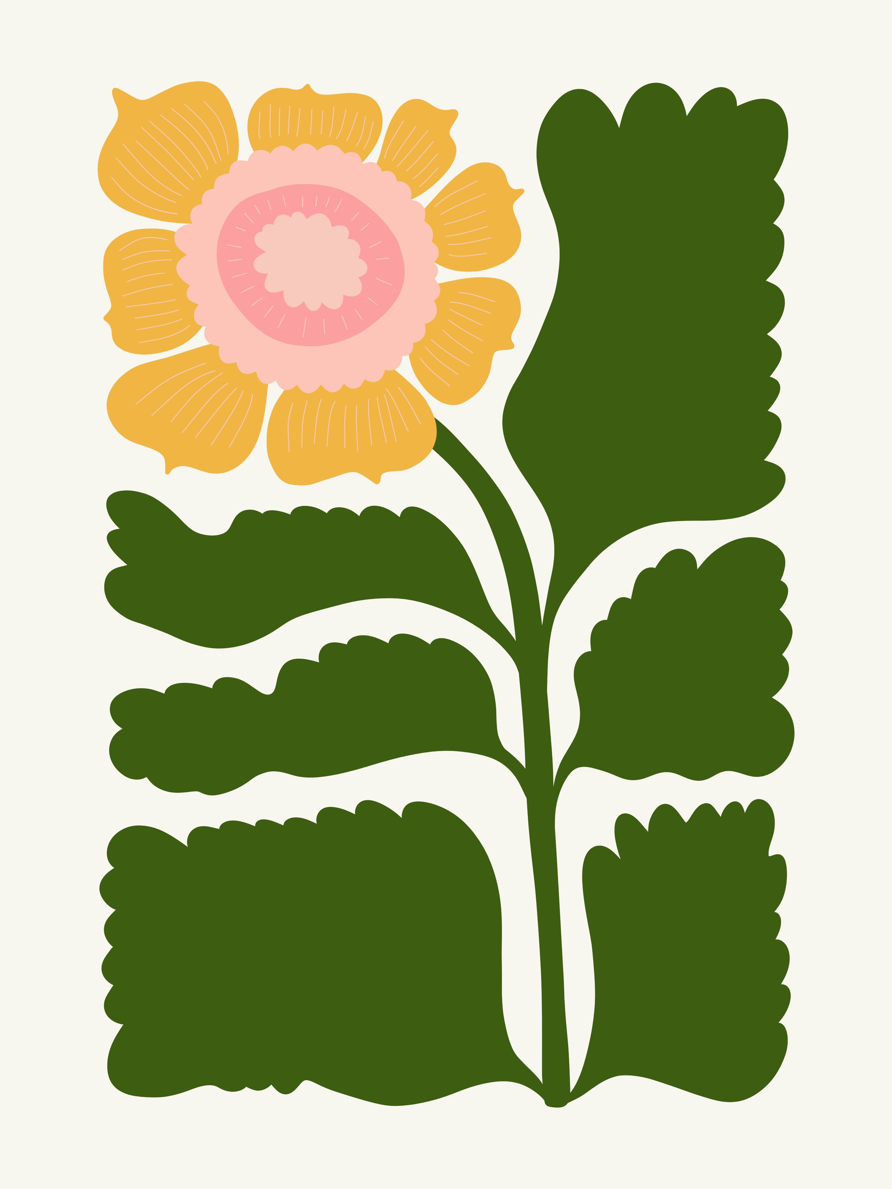 Vinyl Decal, Boho Floral Art (5" x 7")