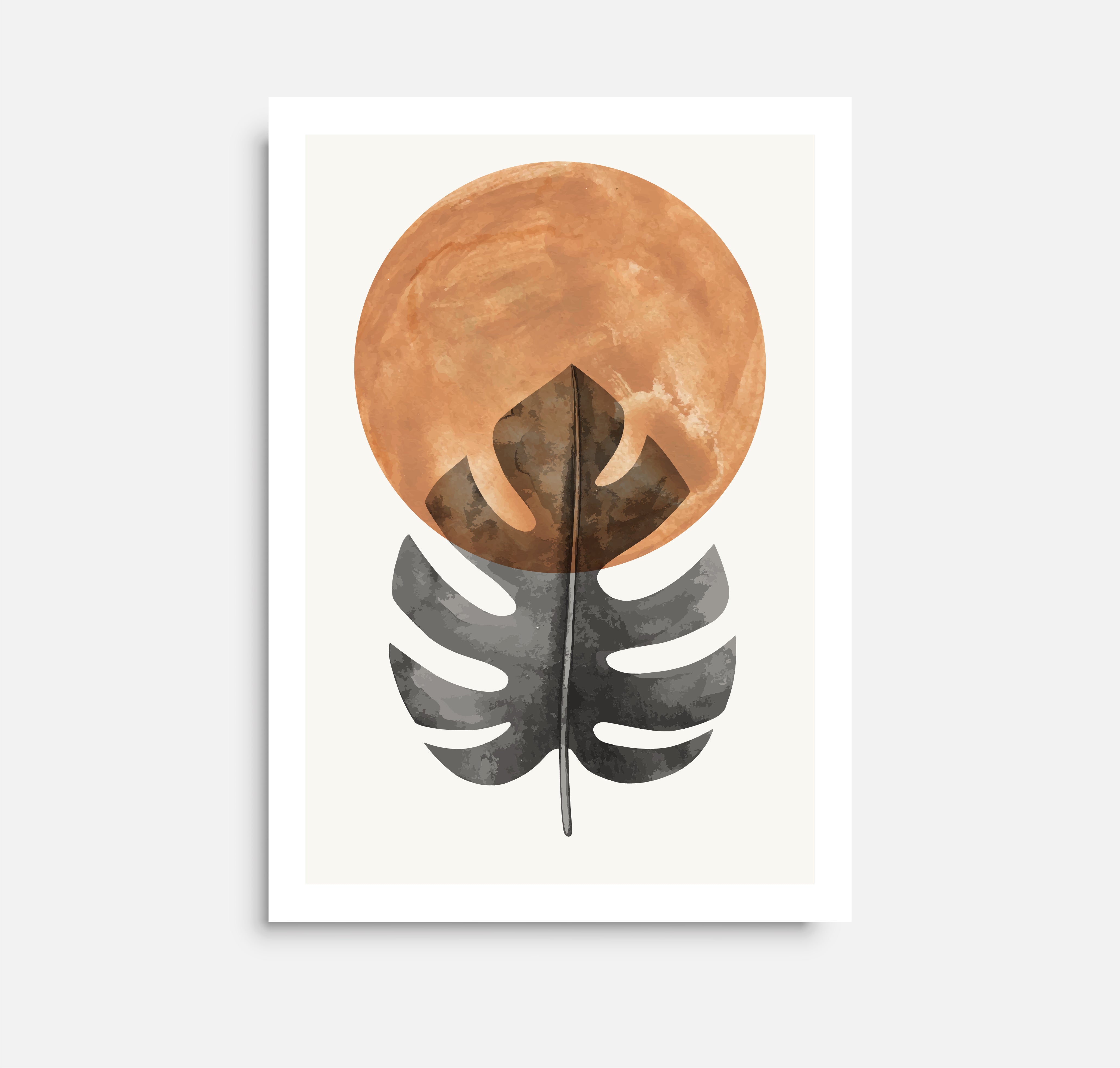 Vinyl Decal, Sun And Monstera Leaf Art (5" x 7")