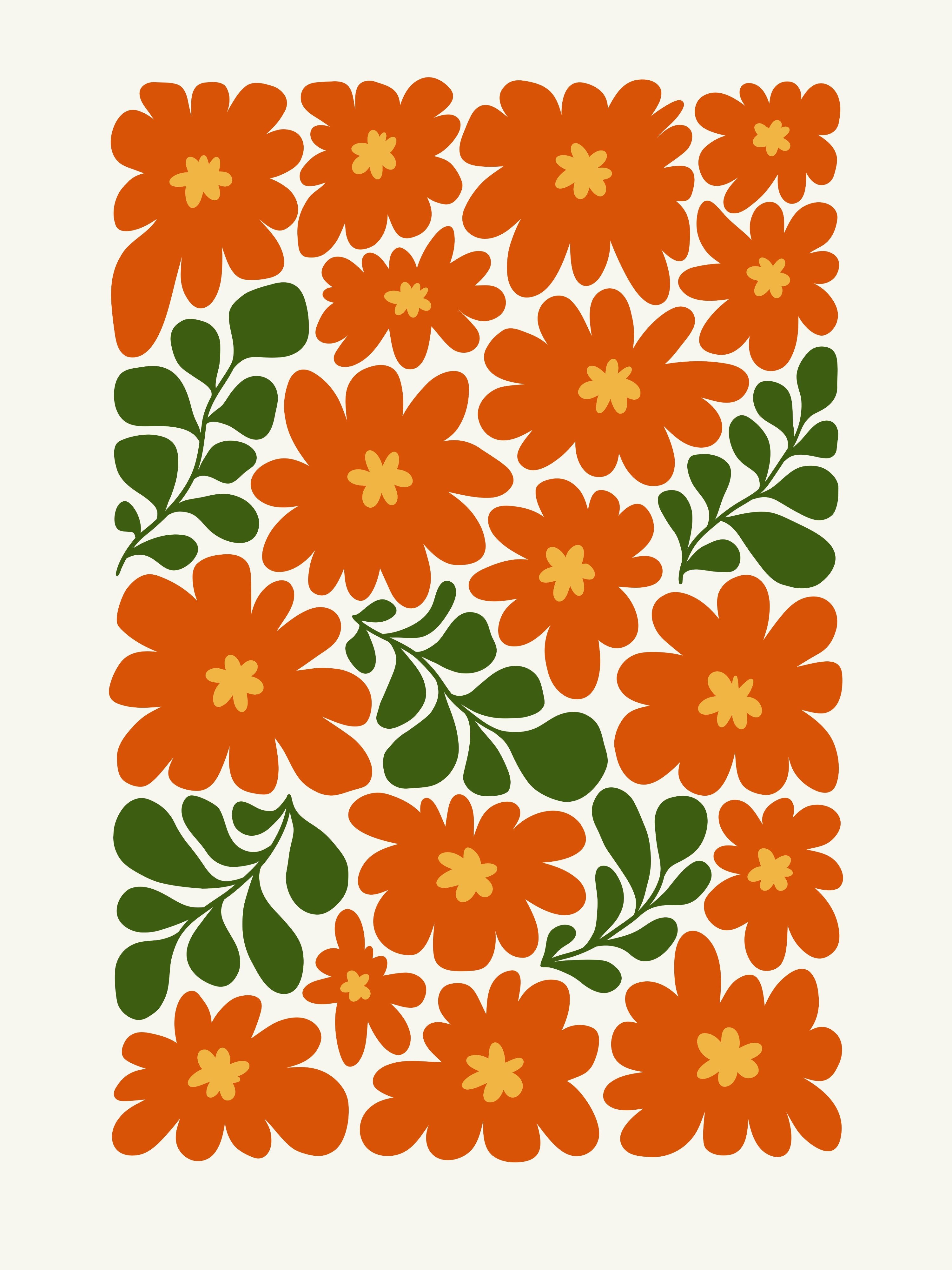 Vinyl Decal, Orange Blossom Art (5" x 7")