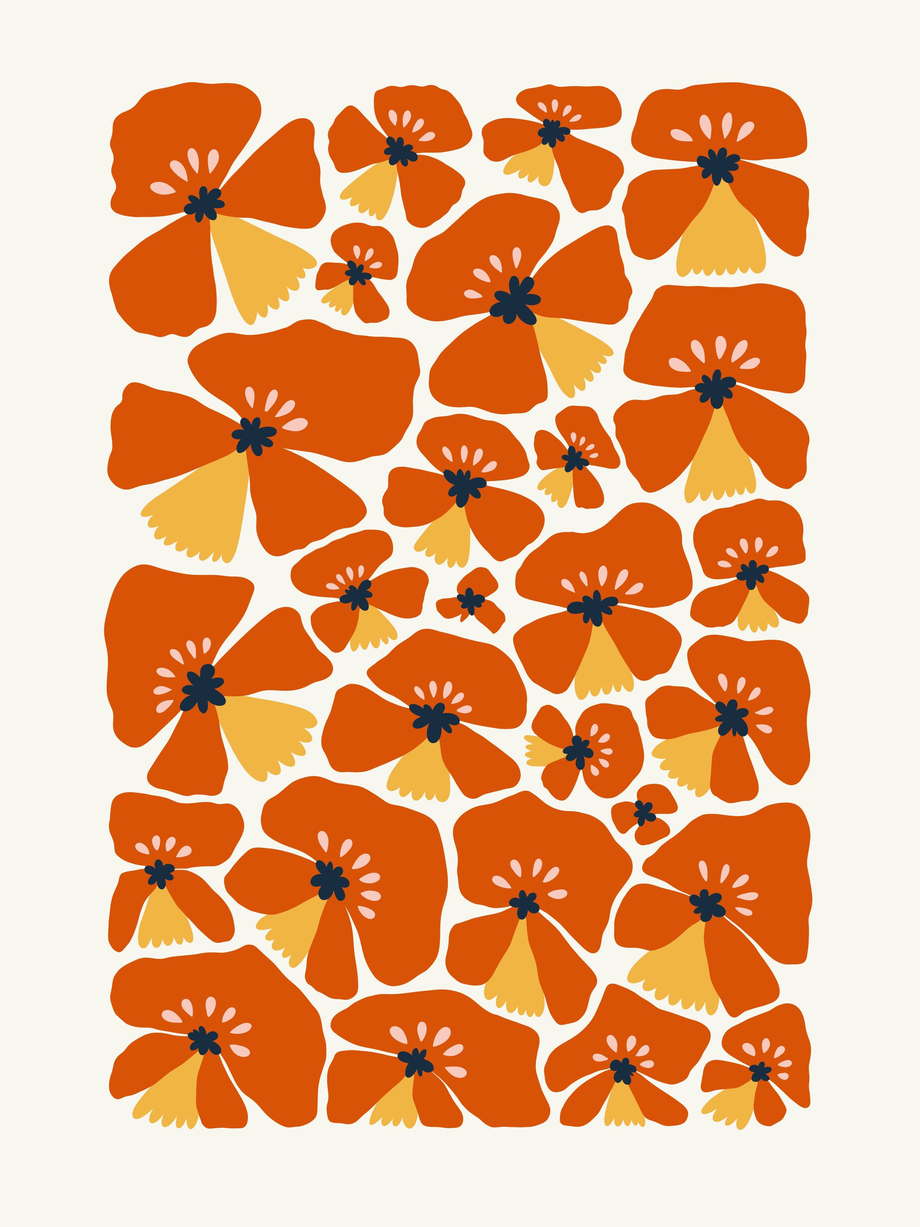 Vinyl Decal, Sunset Blooms Art (5" x 7")
