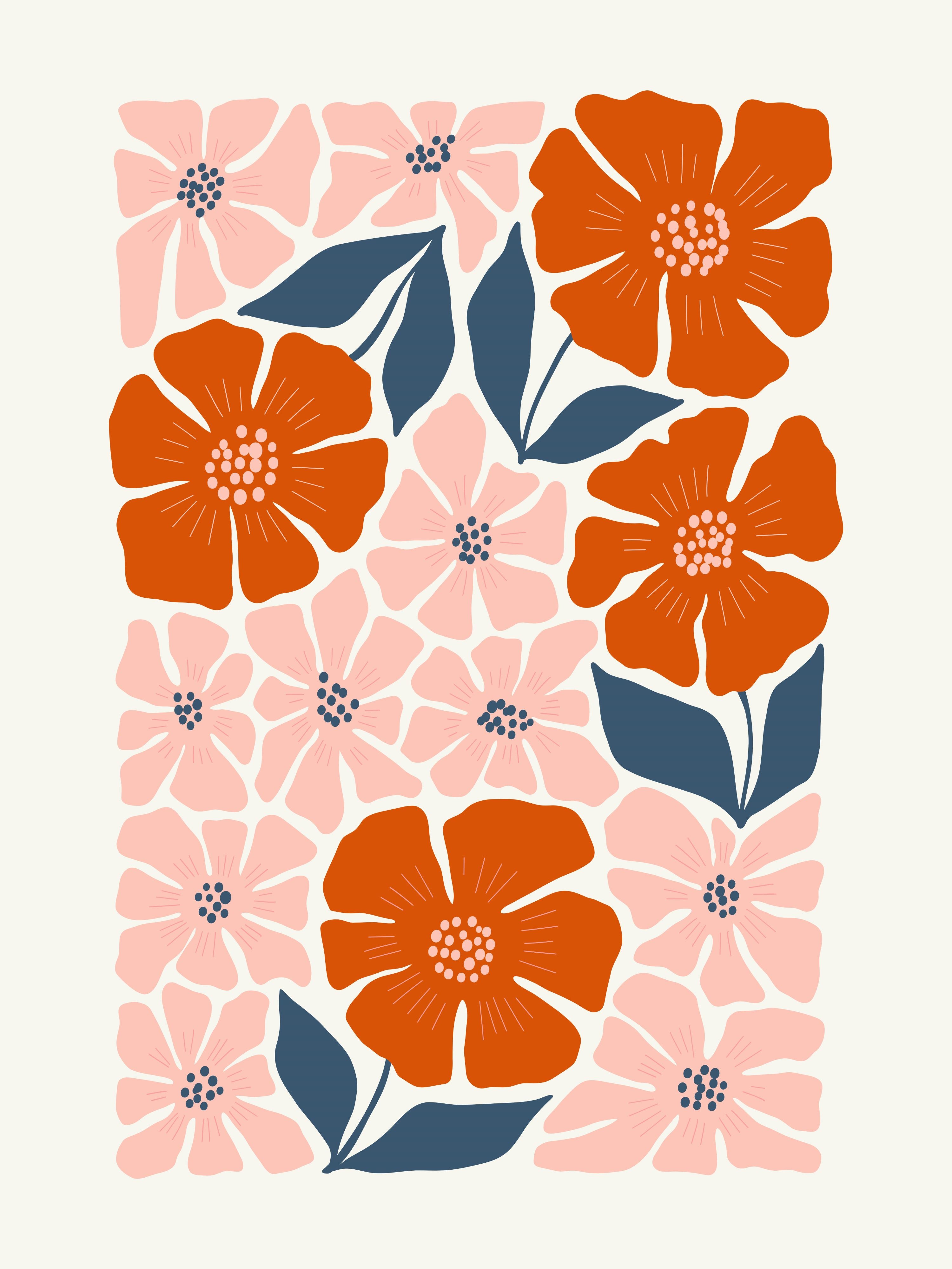 Vinyl Decal, Pink And Orange Pattern Art (5" x 7")
