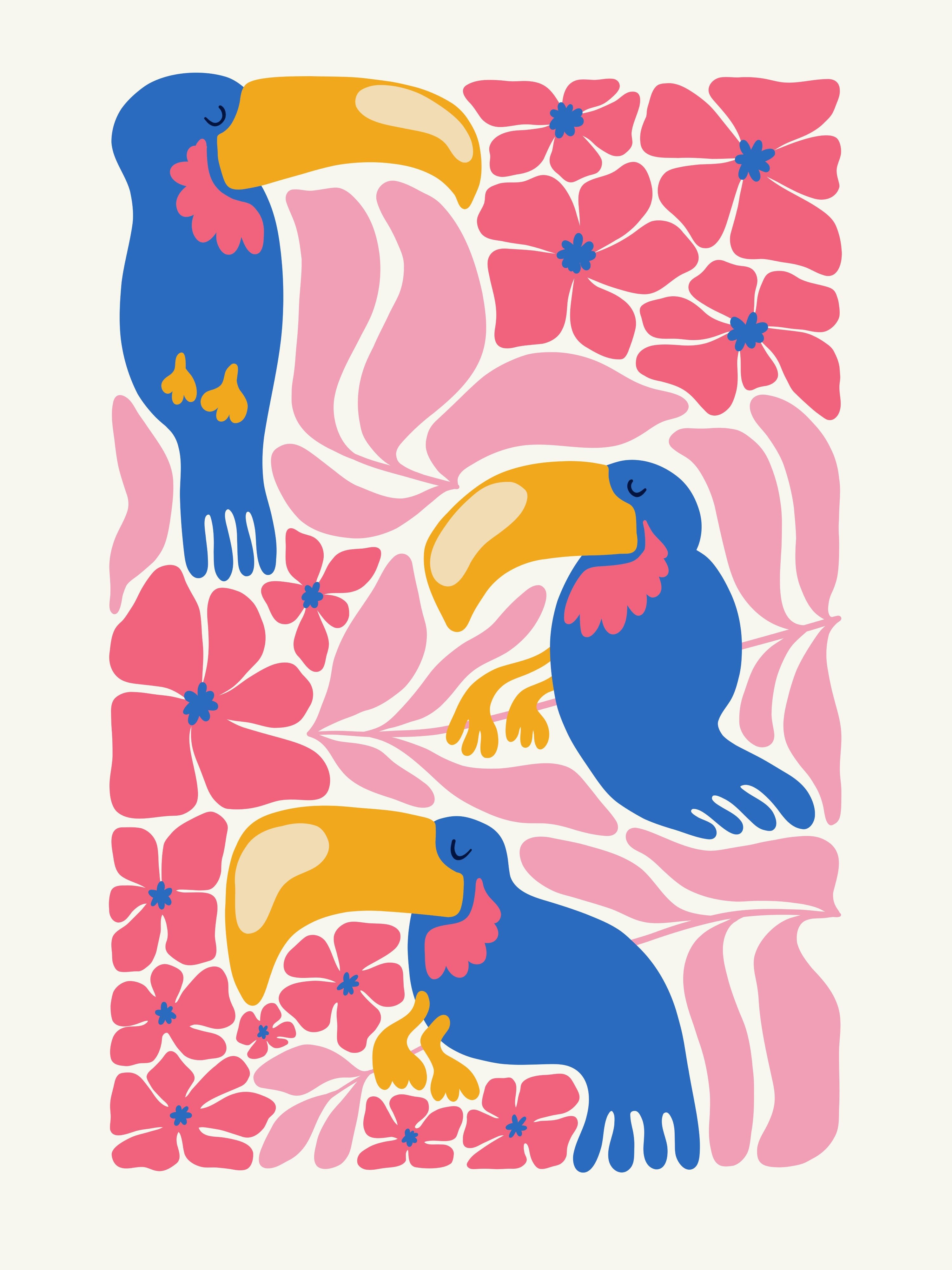 Vinyl Decal, Folk Art Aviary (5" x 7")