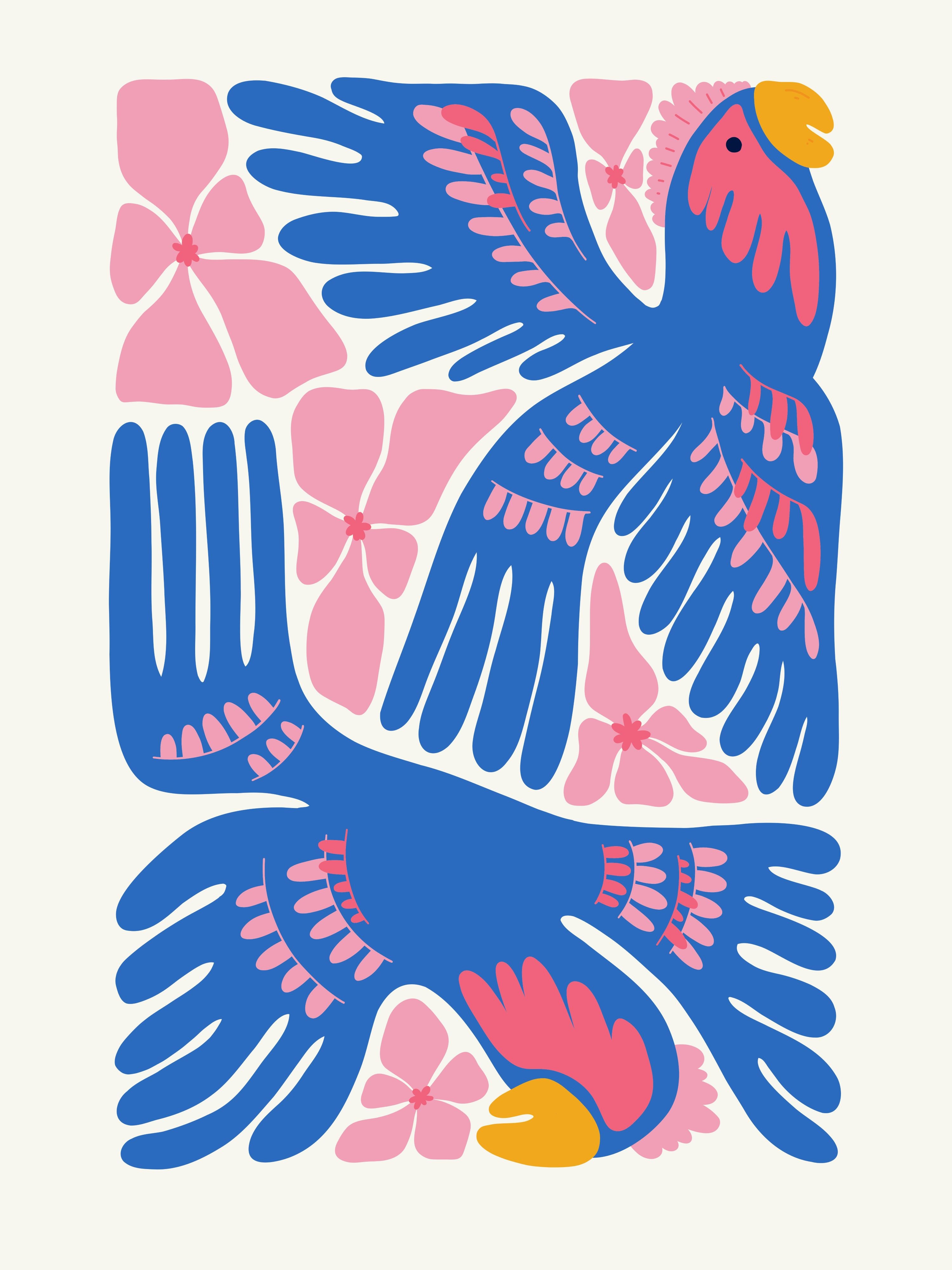Vinyl Decal, Bold Botanical Birds (5" x 7")
