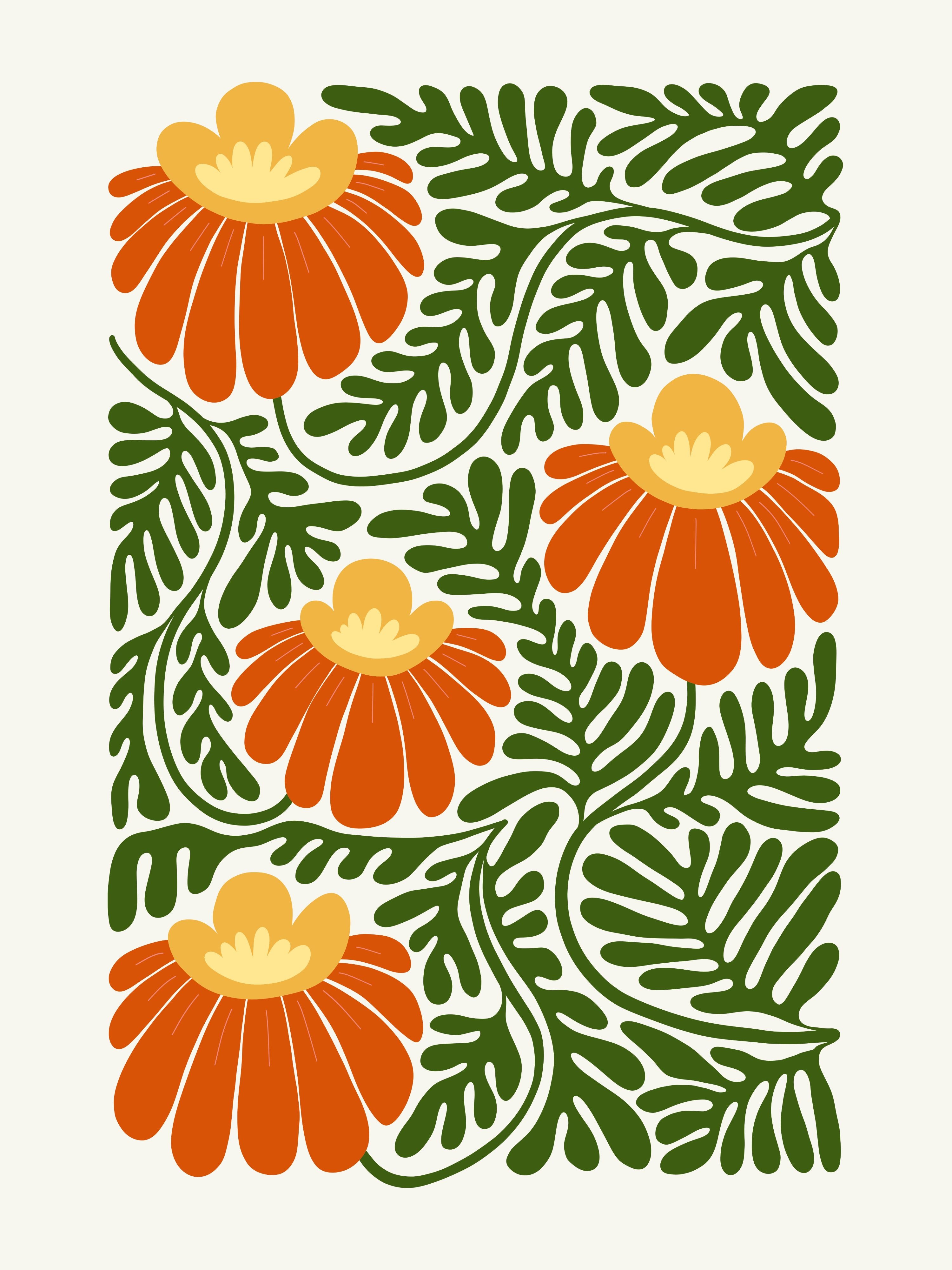 Vinyl Decal, Vibrant Autumn Bloom Art. (5" x 7")
