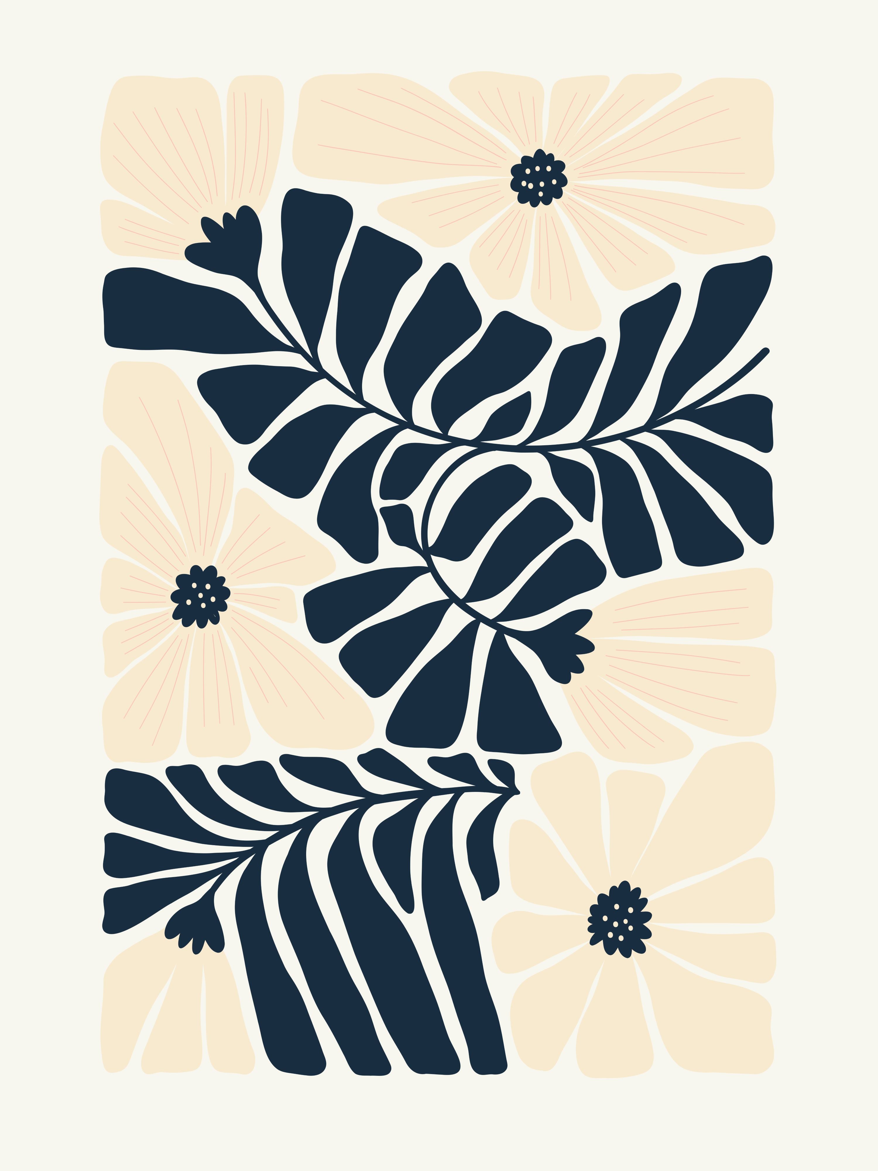 Vinyl Decal, Stylized Navy Foliage (5" x 7")