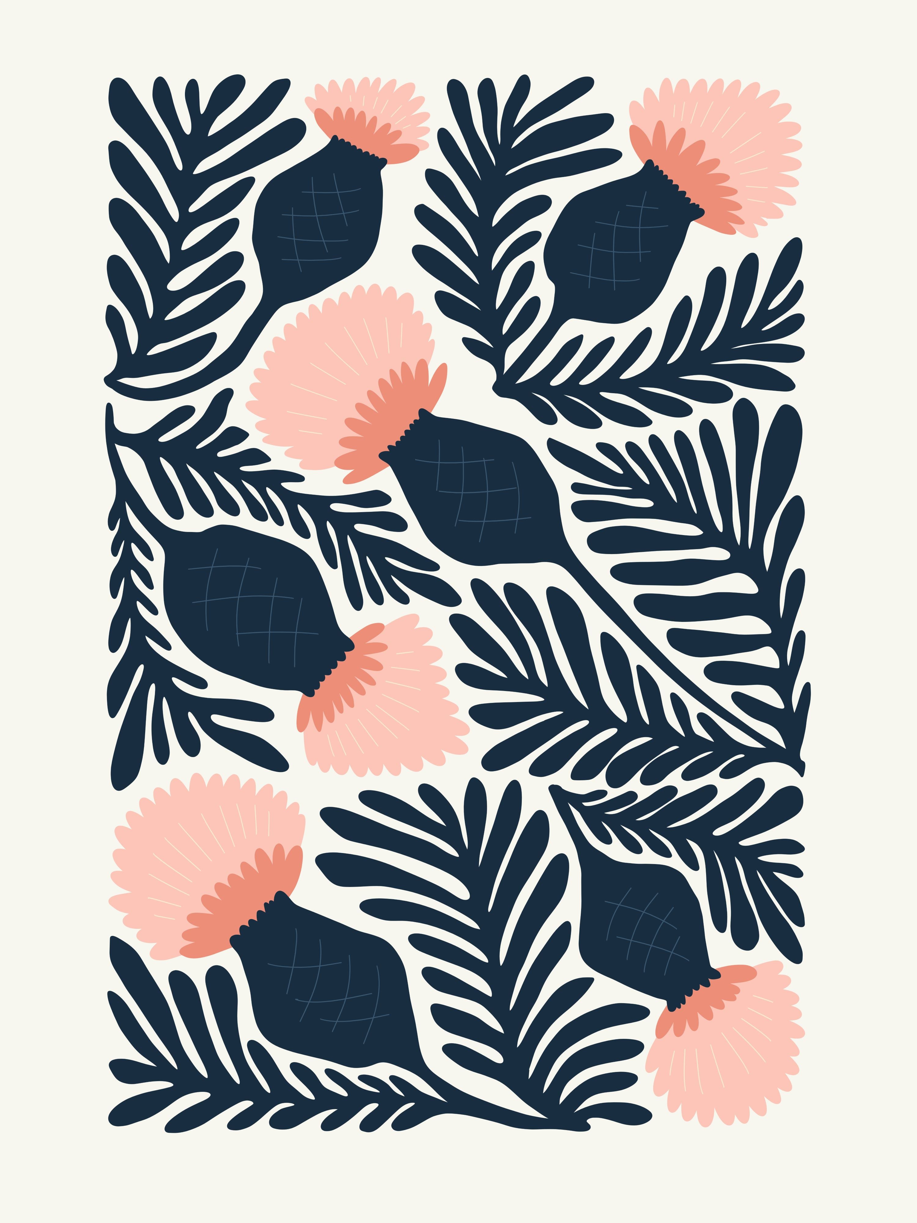 Vinyl Decal, Folk Thistle Art (5" x 7")