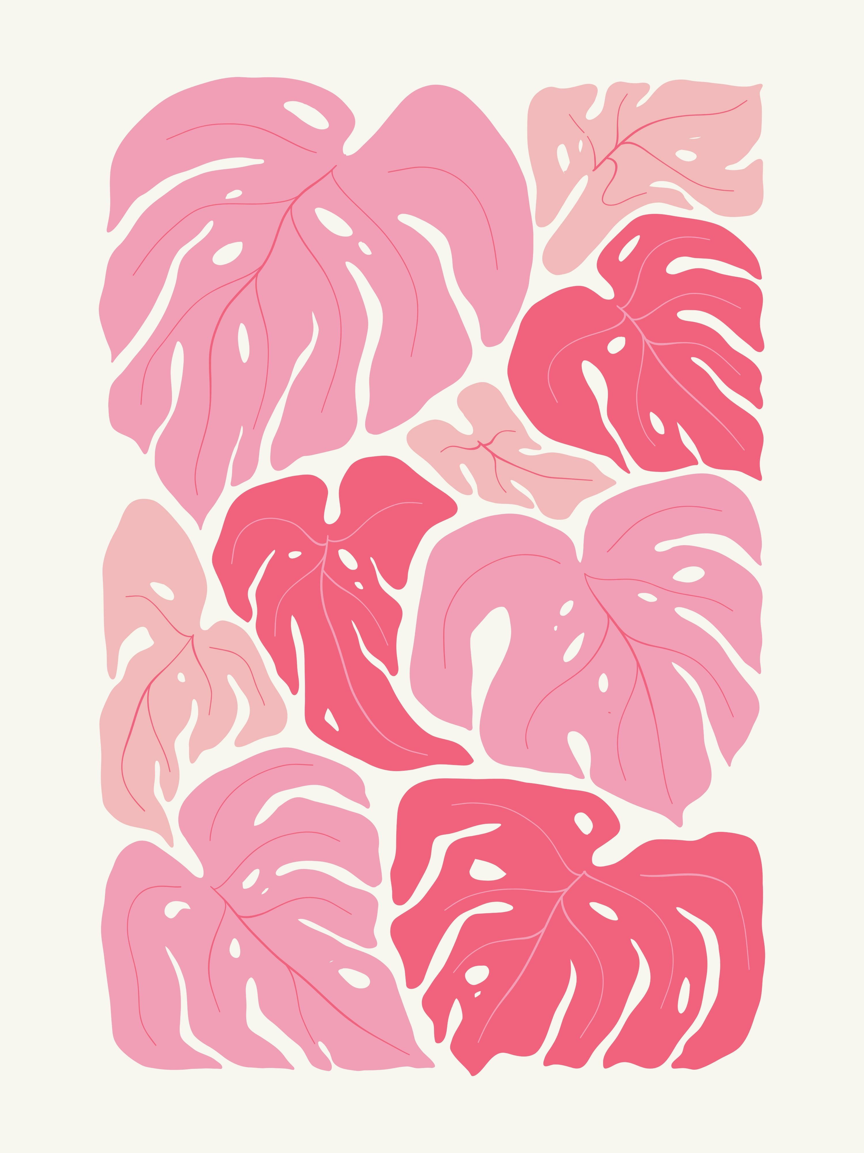 Vinyl Decal, Pink Botanicals Art (5" x 7")