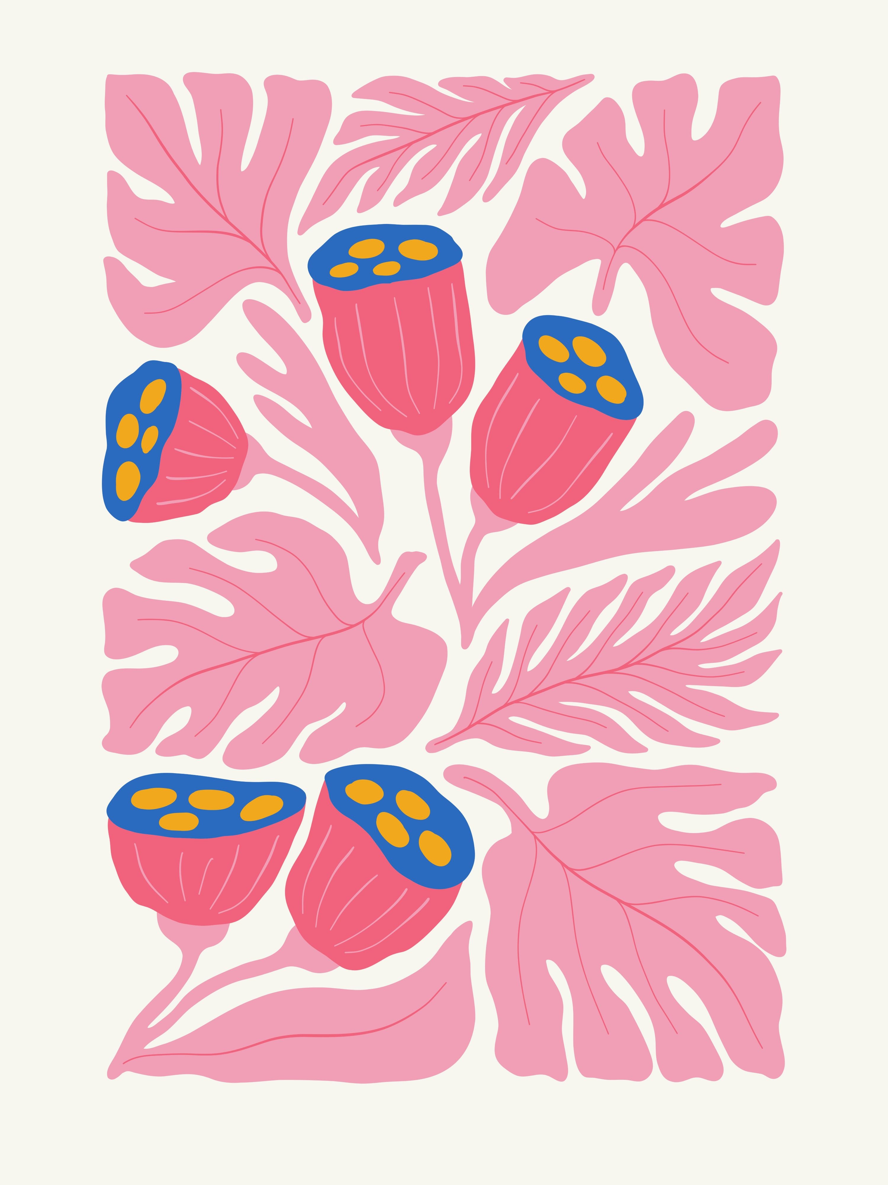 Vinyl Decal, Coral Reef Flowers (5" x 7")
