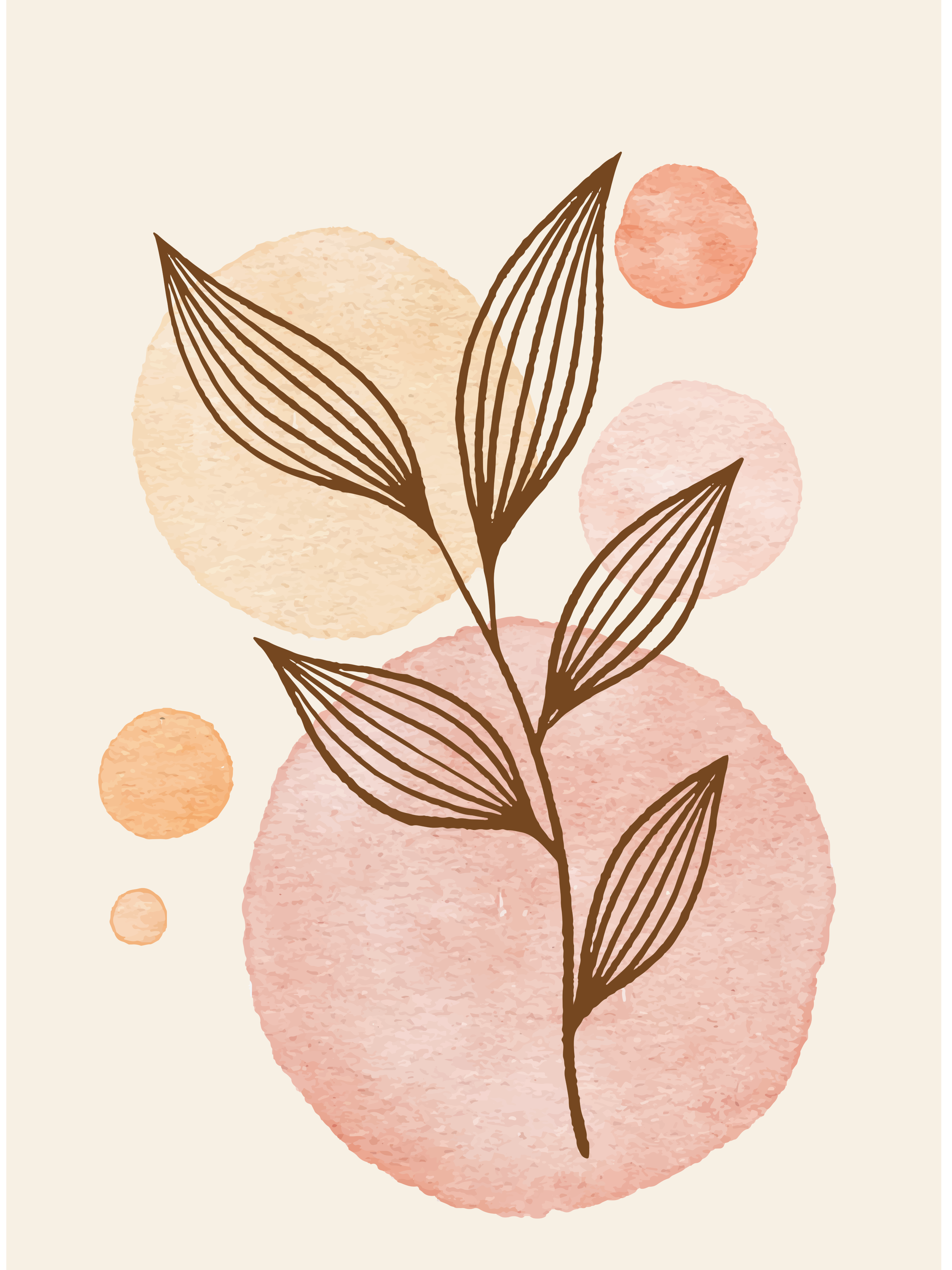 Vinyl Decal, Abstract Art Brown Leaf (5" x 7")