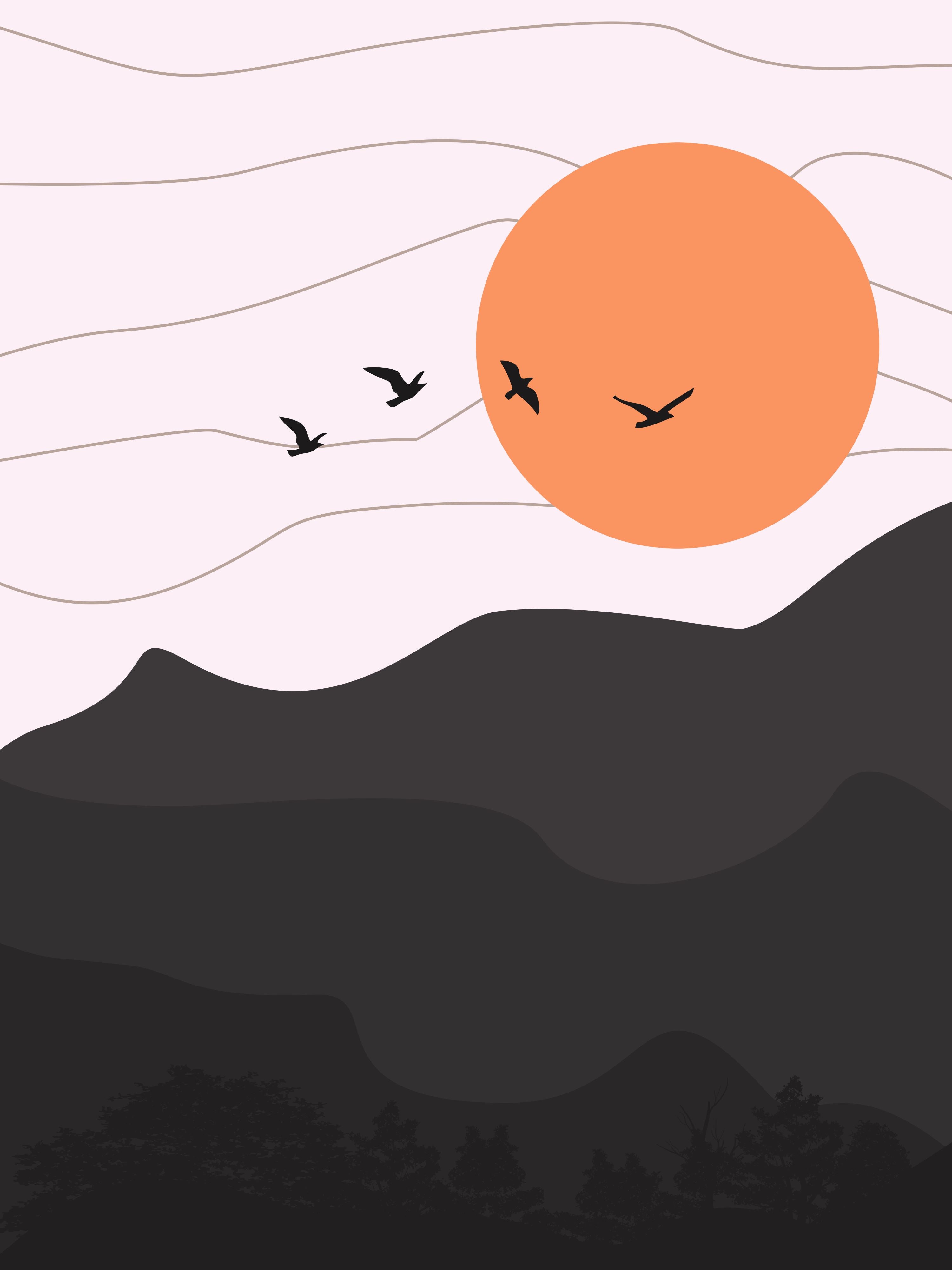 Vinyl Decal, Sunset Over The Hills (5" x 7")