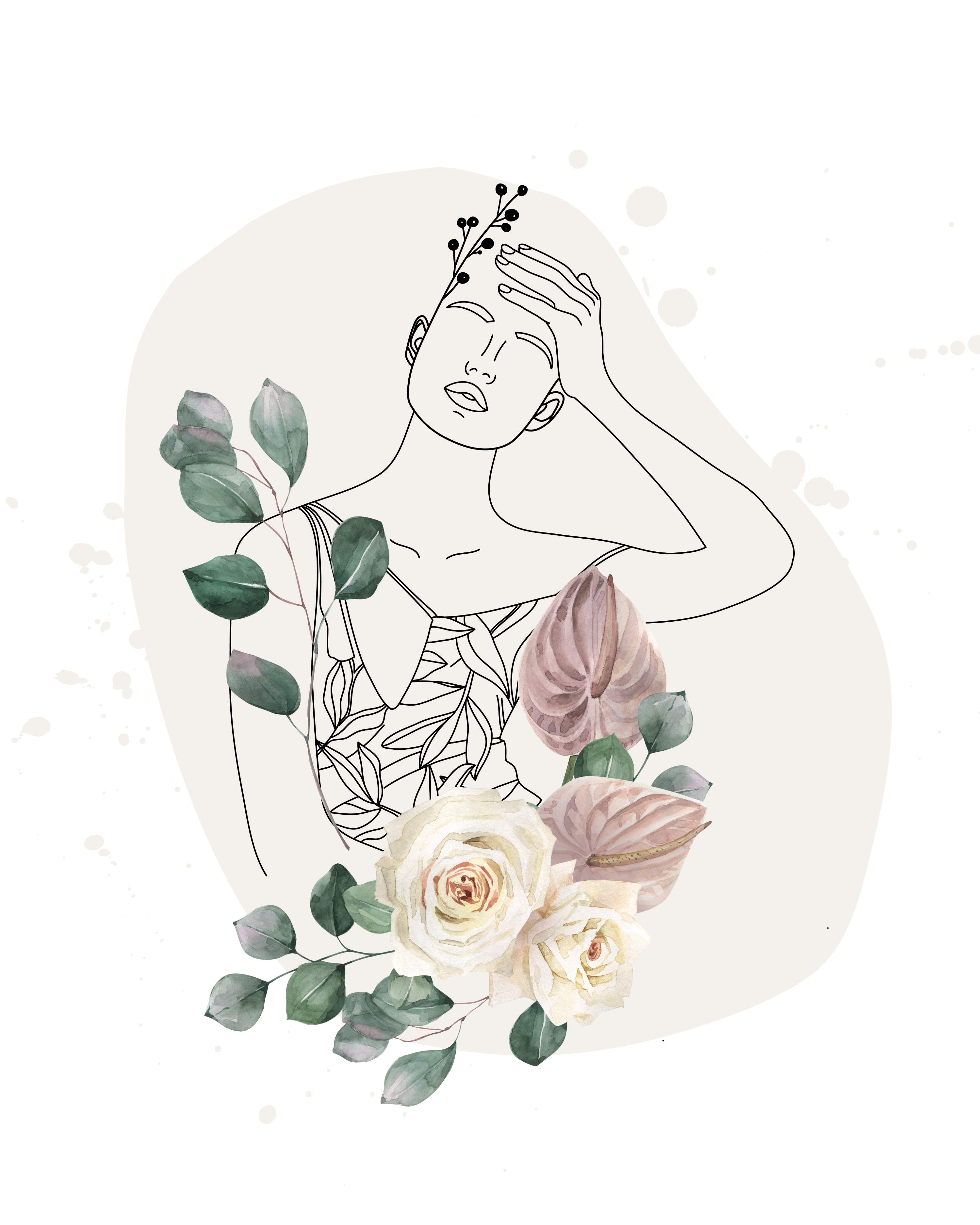 Vinyl Decal, Modern Botanical Figure (5" x 7")