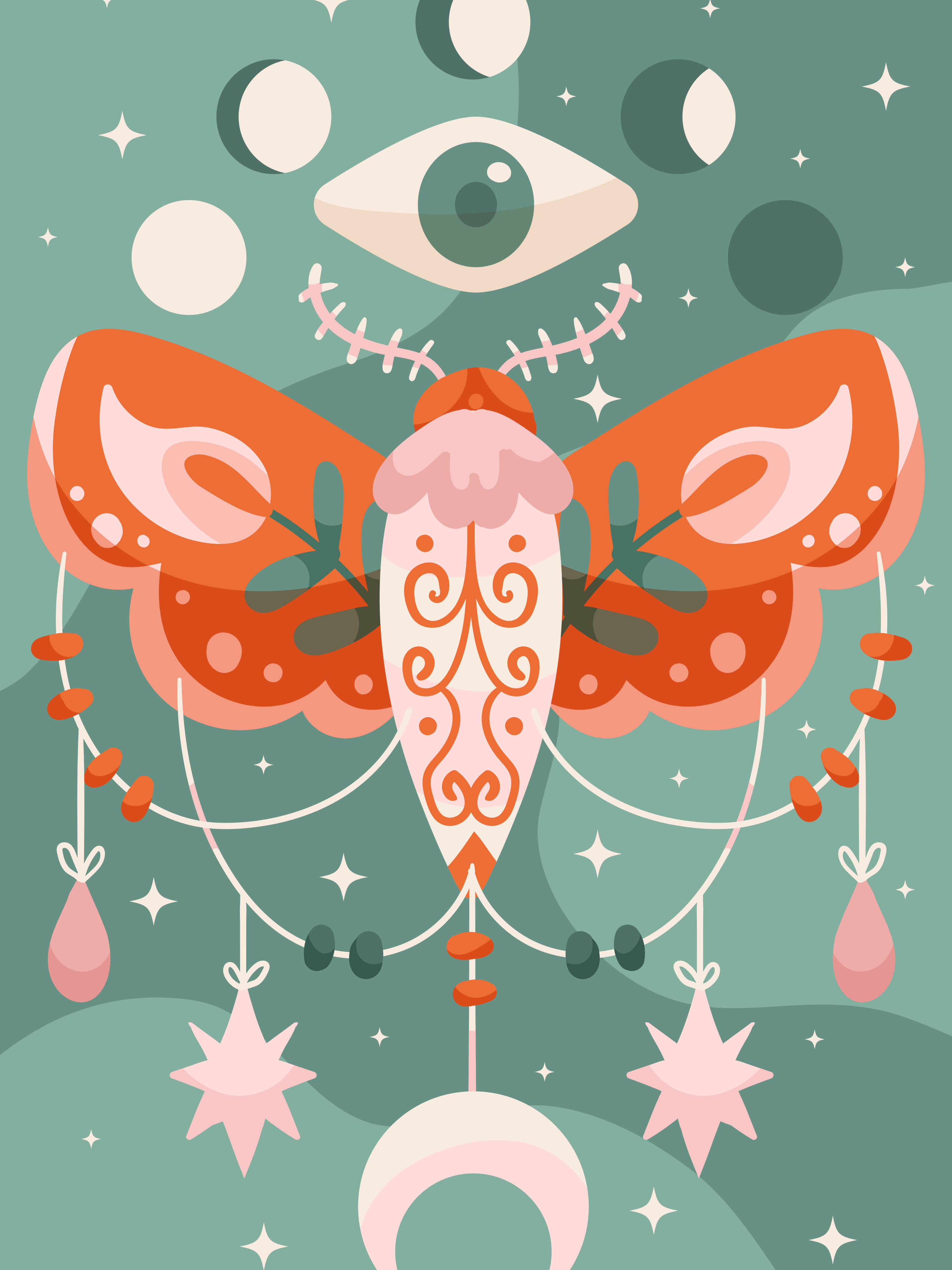 Vinyl Decal, Abstract Insect And Dreamcatcher (5" x 7")