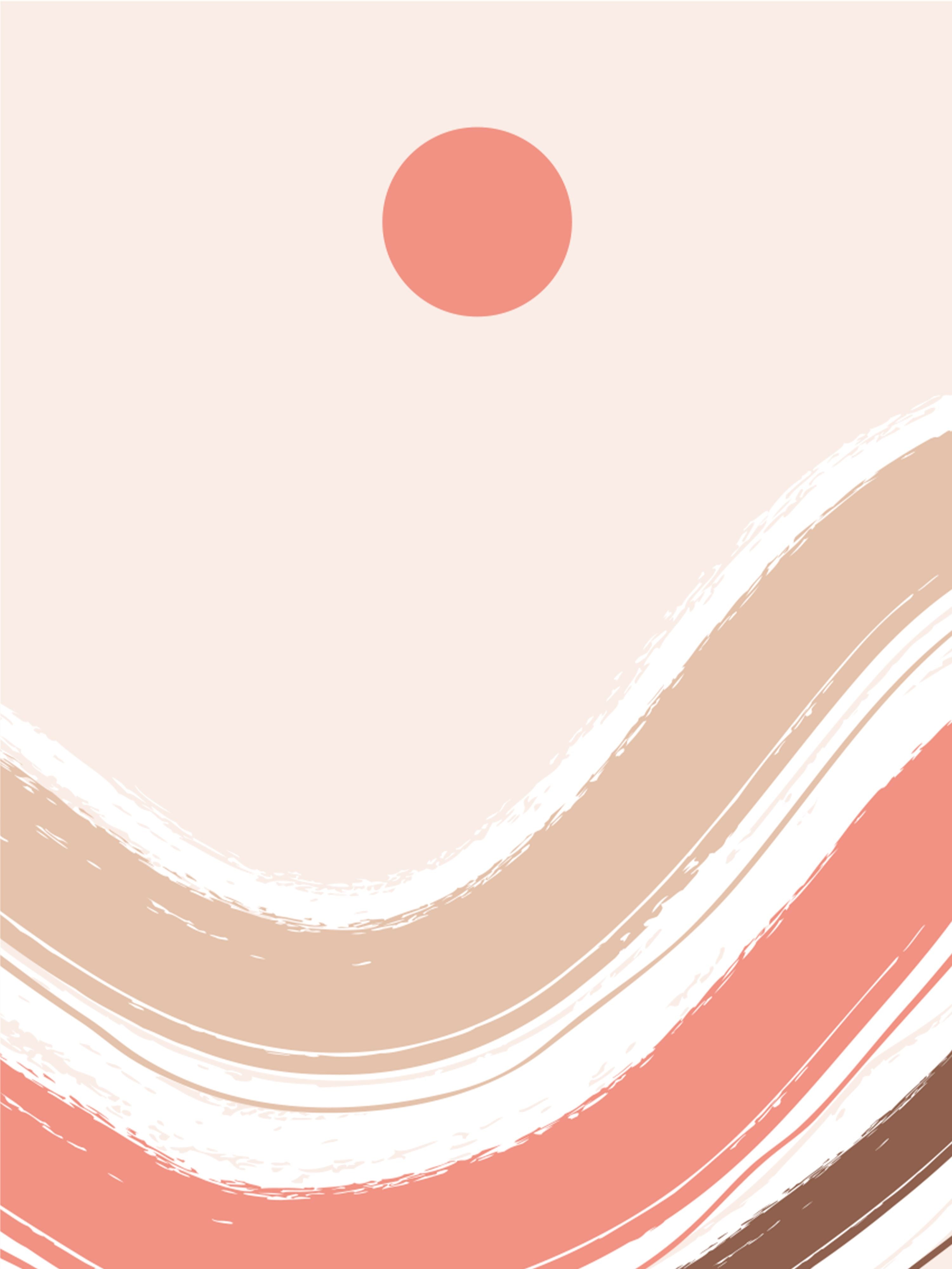 Vinyl Decal, Abstract Waves And Sun (5" x 7")