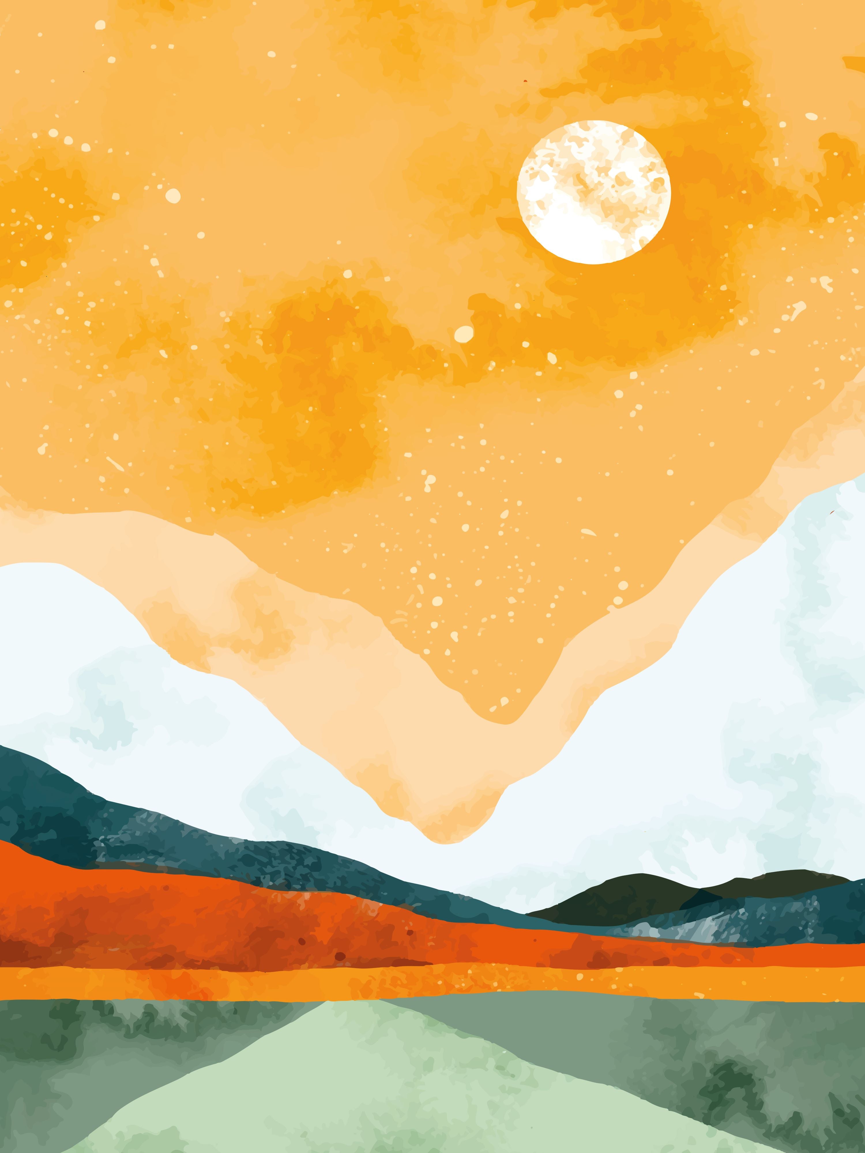 Vinyl Decal, Abstract Mountain Landscape (5" x 7")