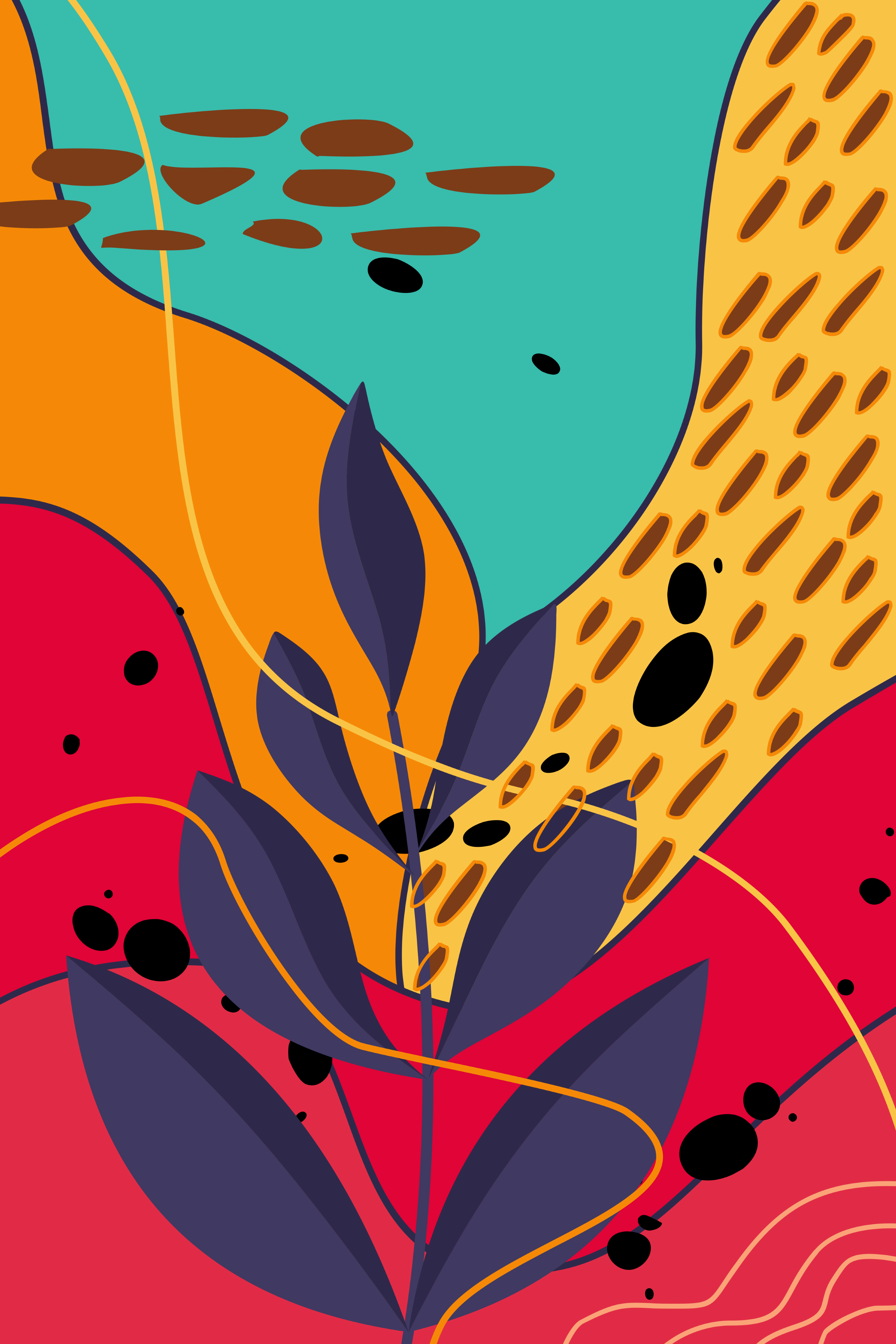 Vinyl Decal, Abstract Vibrant Illustration. (5" x 7")