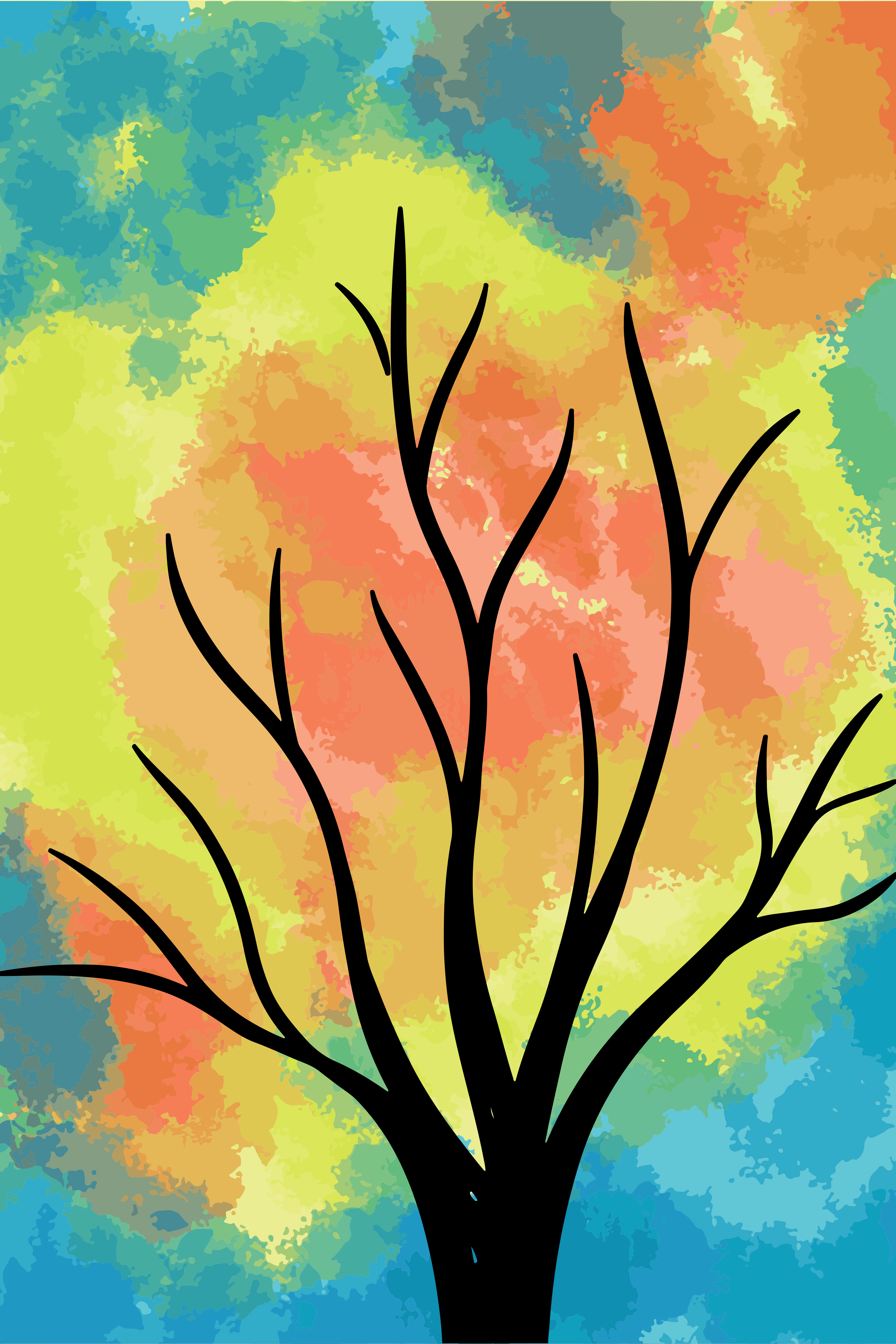 Vinyl Decal, Abstract Autumn Tree (5" x 7")