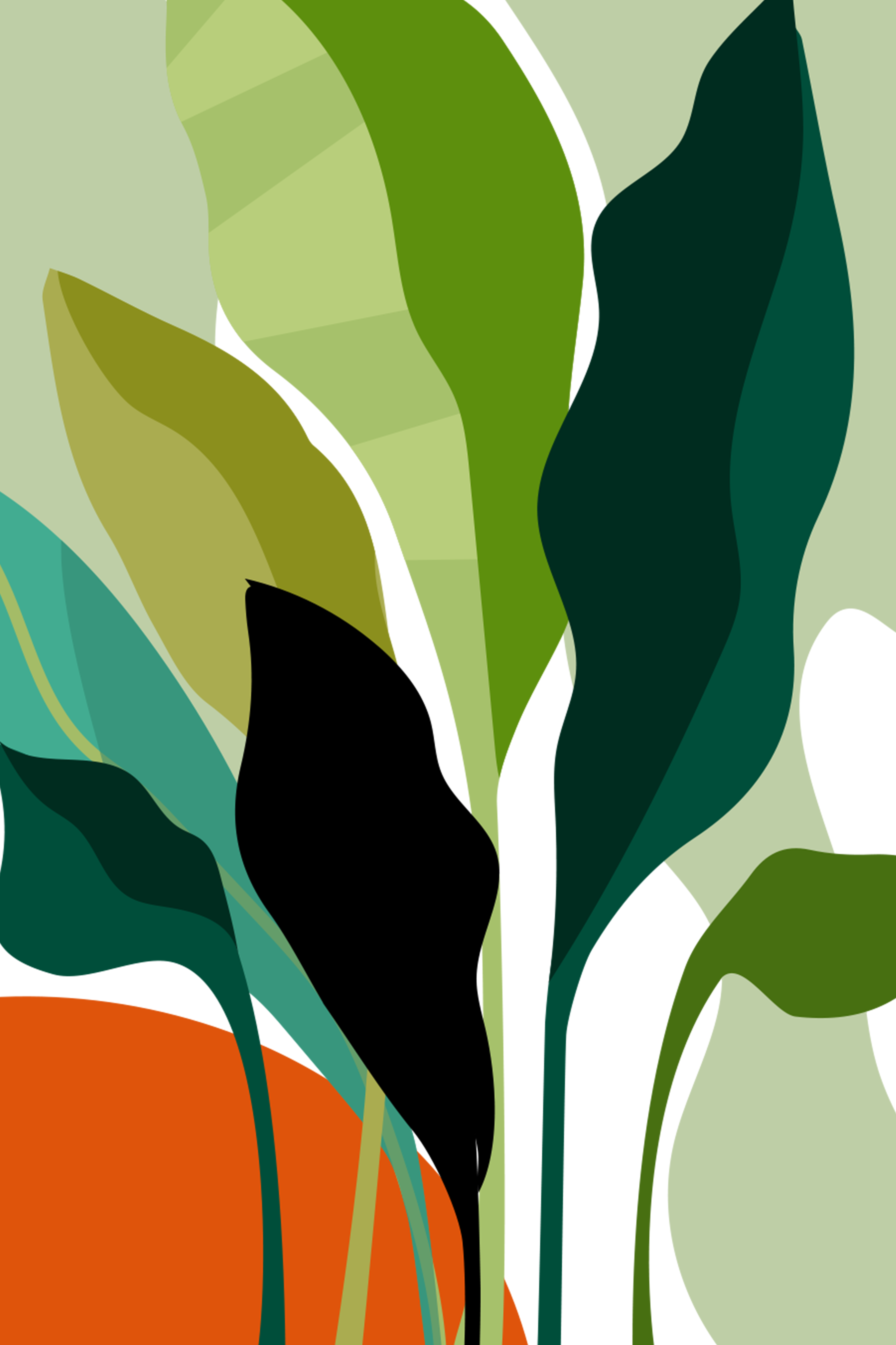 Vinyl Decal, Vibrant Leafy Design.. (5" x 7")