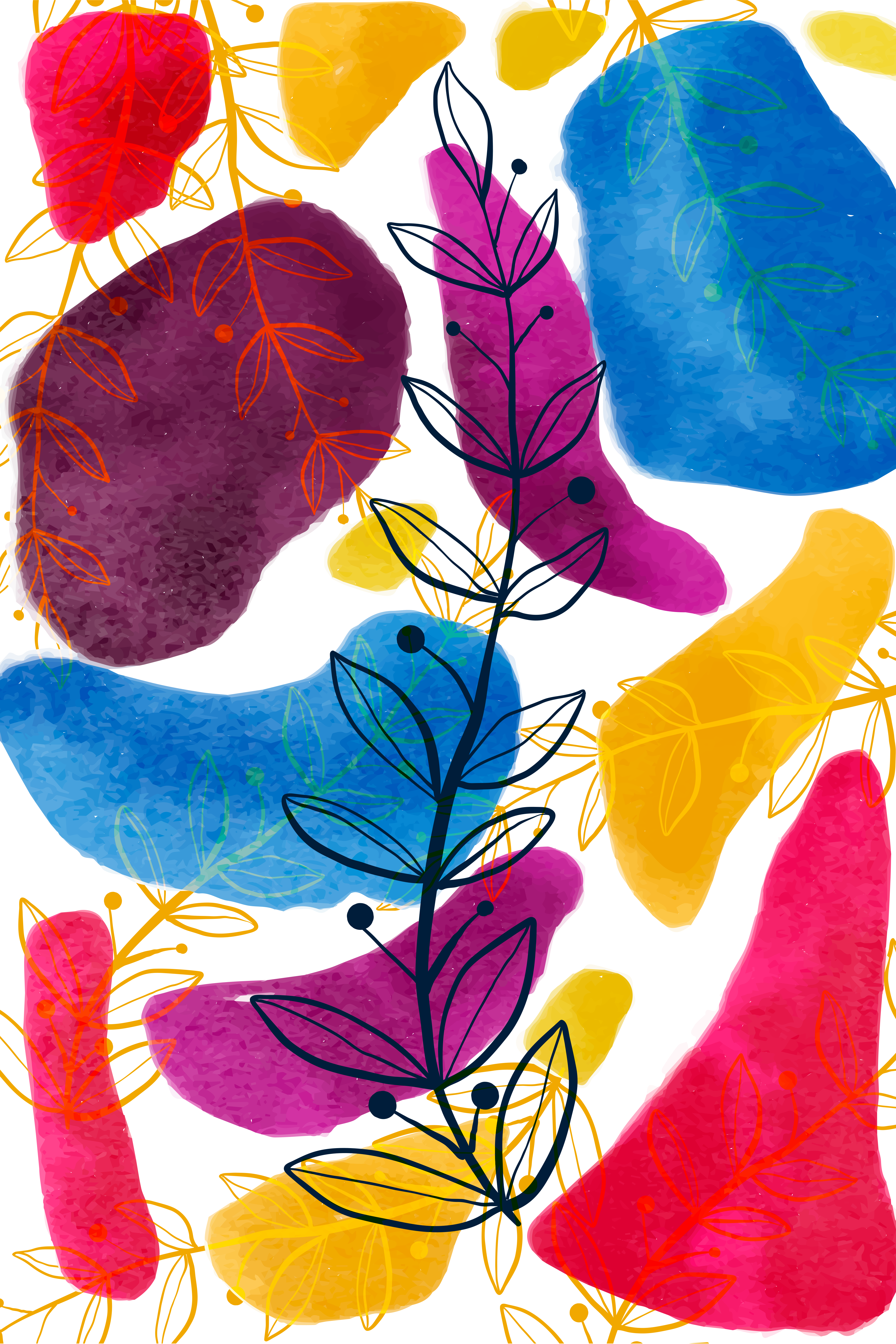 Vinyl Decal, Abstract Botanical Illustration (5" x 7")