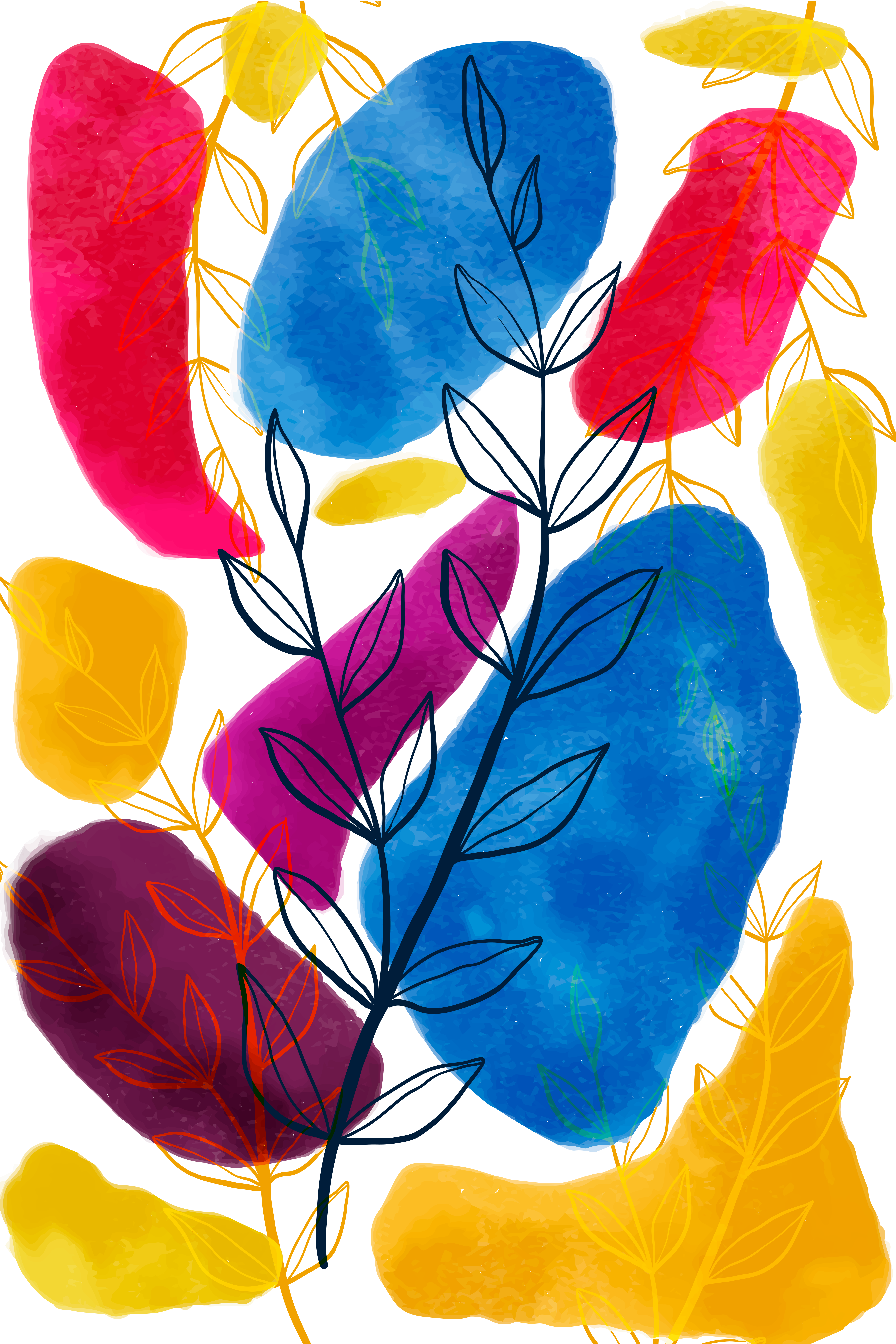 Vinyl Decal, Abstract Botanical Illustration. (5" x 7")