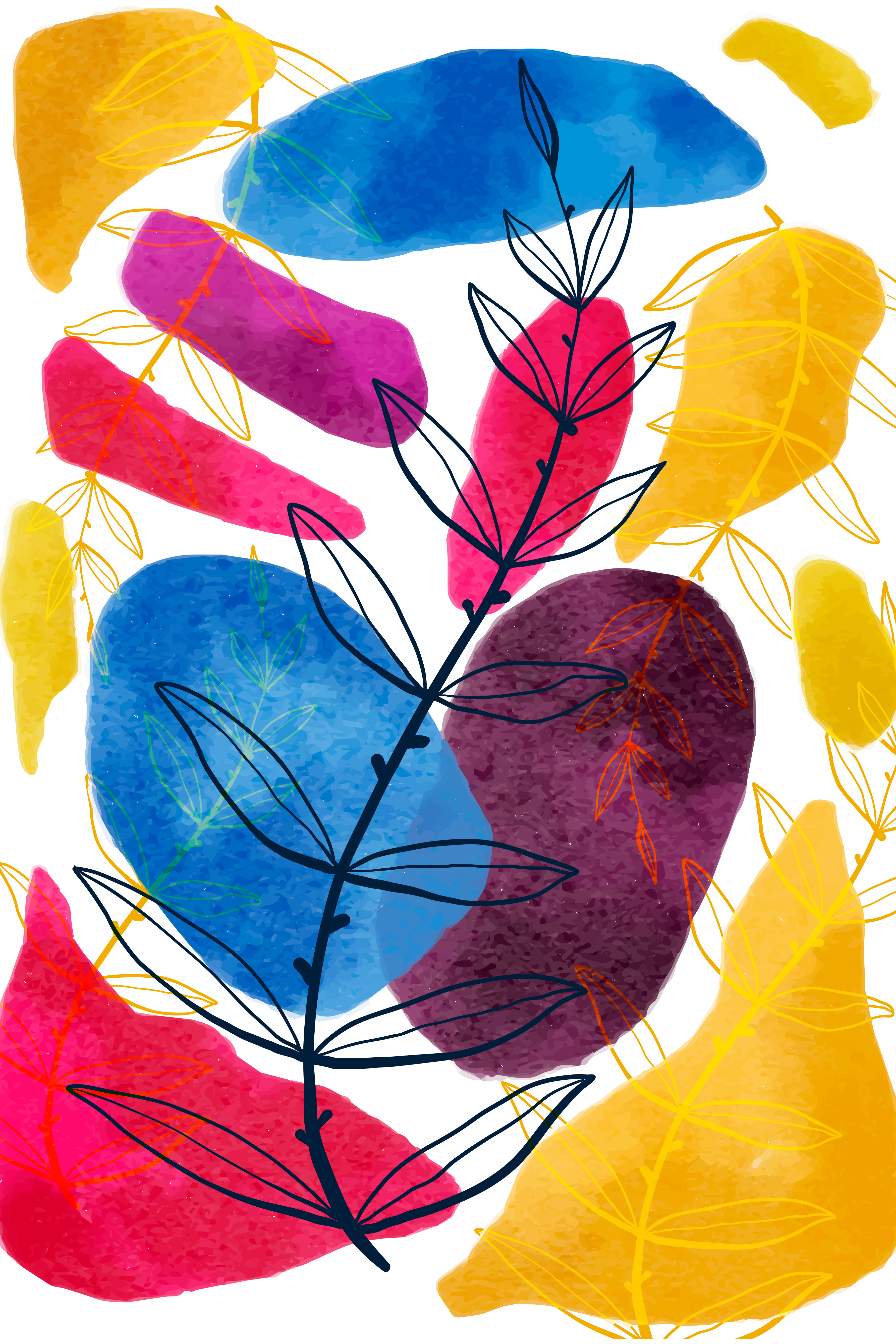 Vinyl Decal, Abstract Botanical Illustration.. (5" x 7")