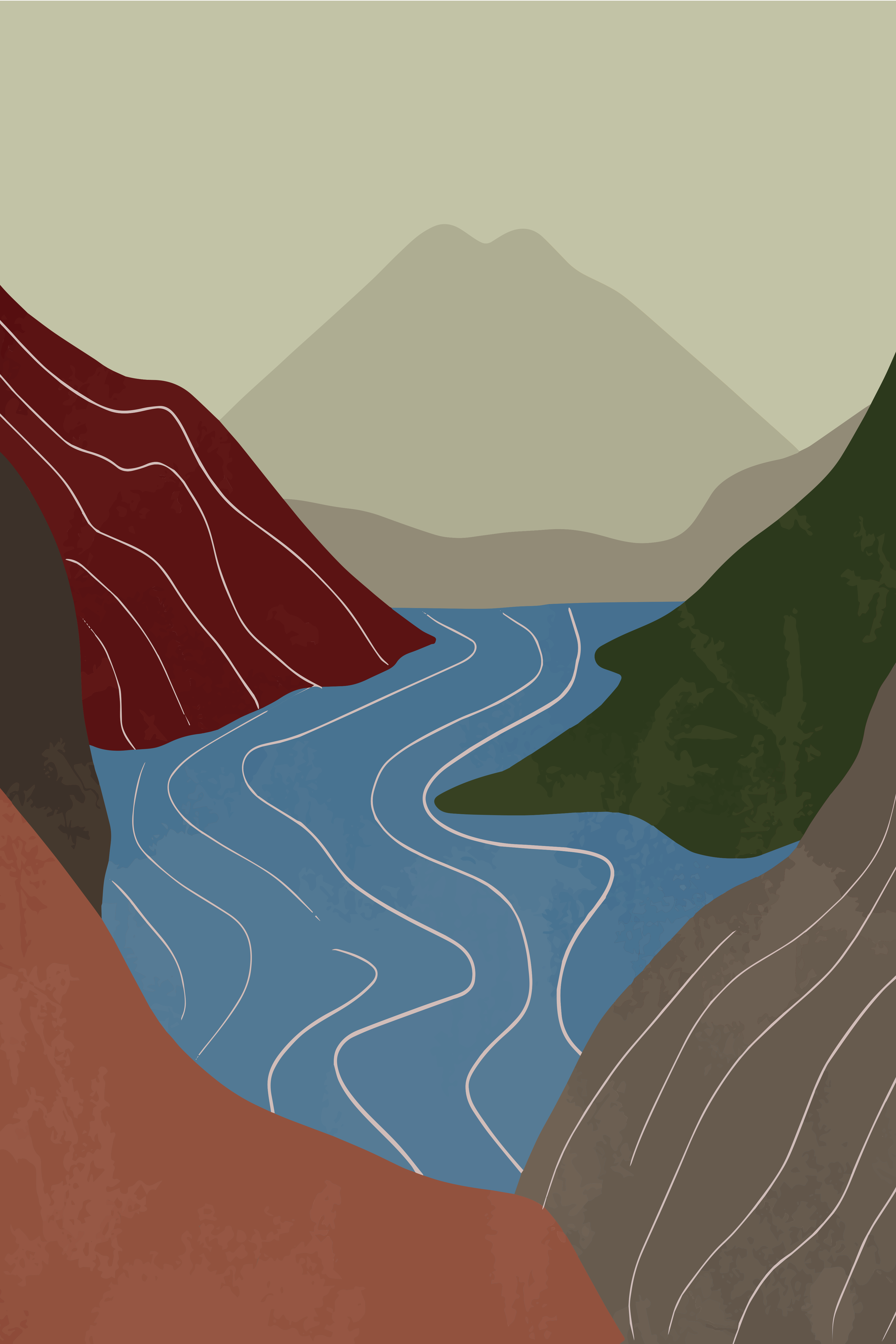 Vinyl Decal, Abstract Landscape Art (5" x 7")