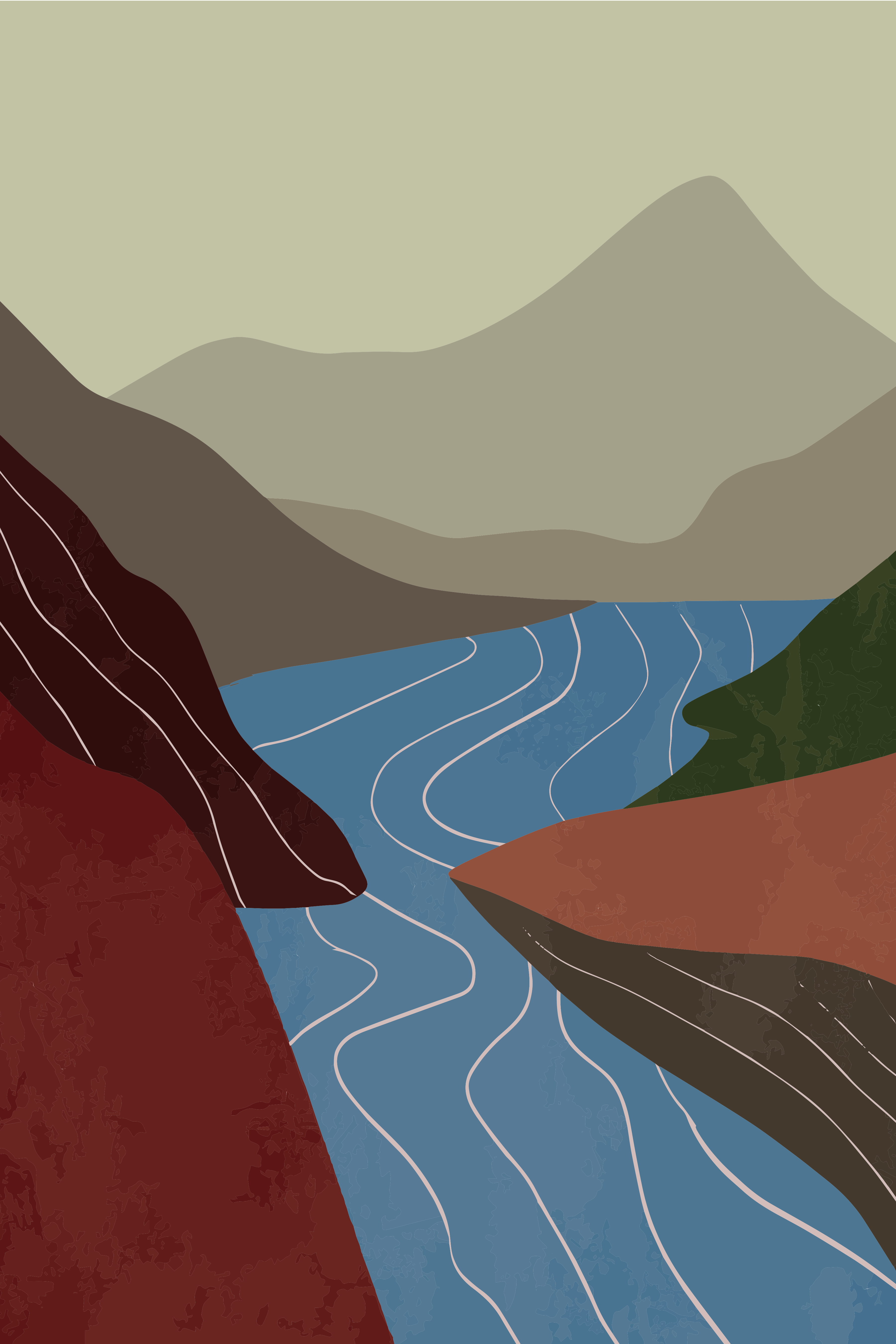 Vinyl Decal, Abstract Landscape Art.. (5" x 7")