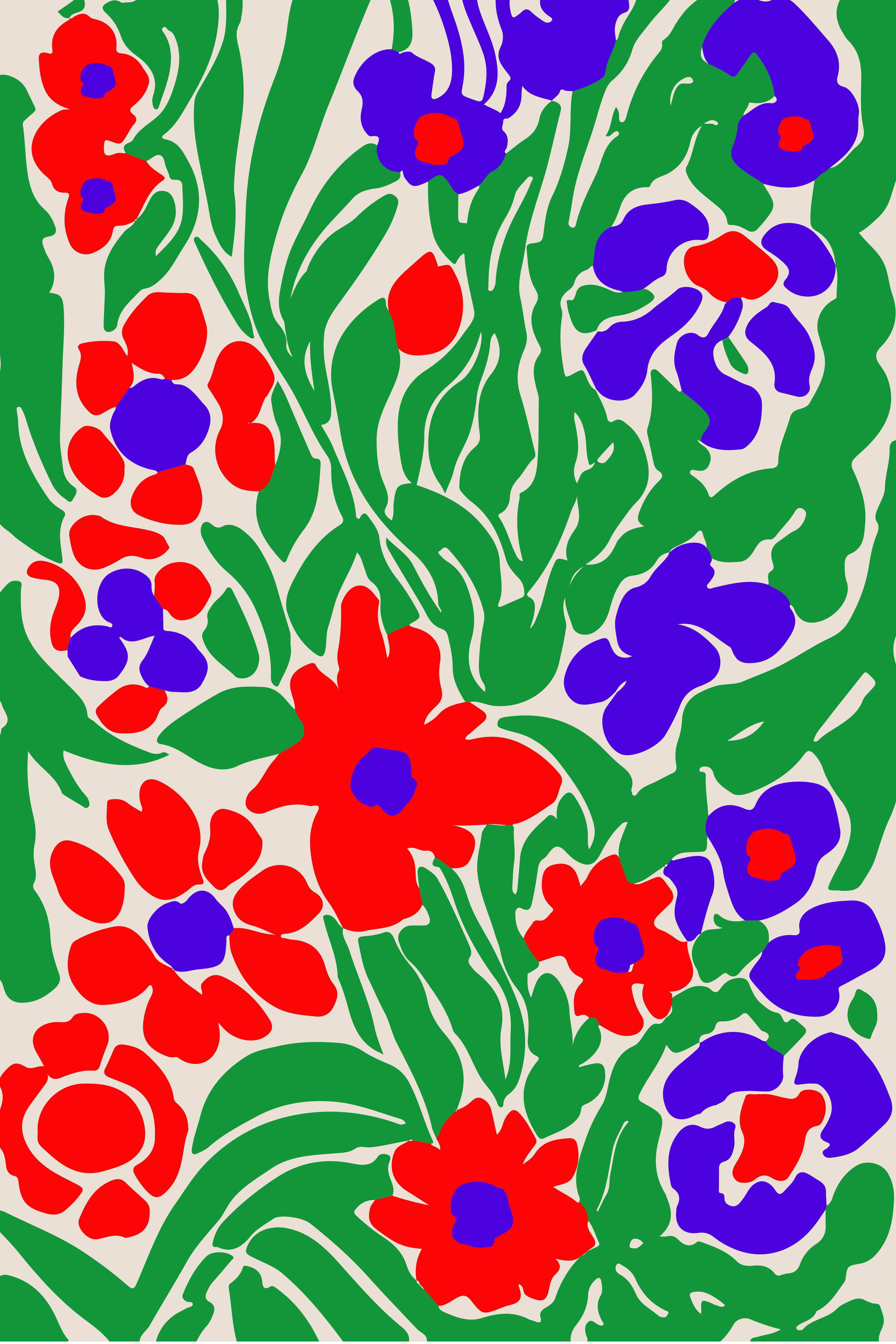 Vinyl Decal, Abstract Floral Illustration (5" x 7")