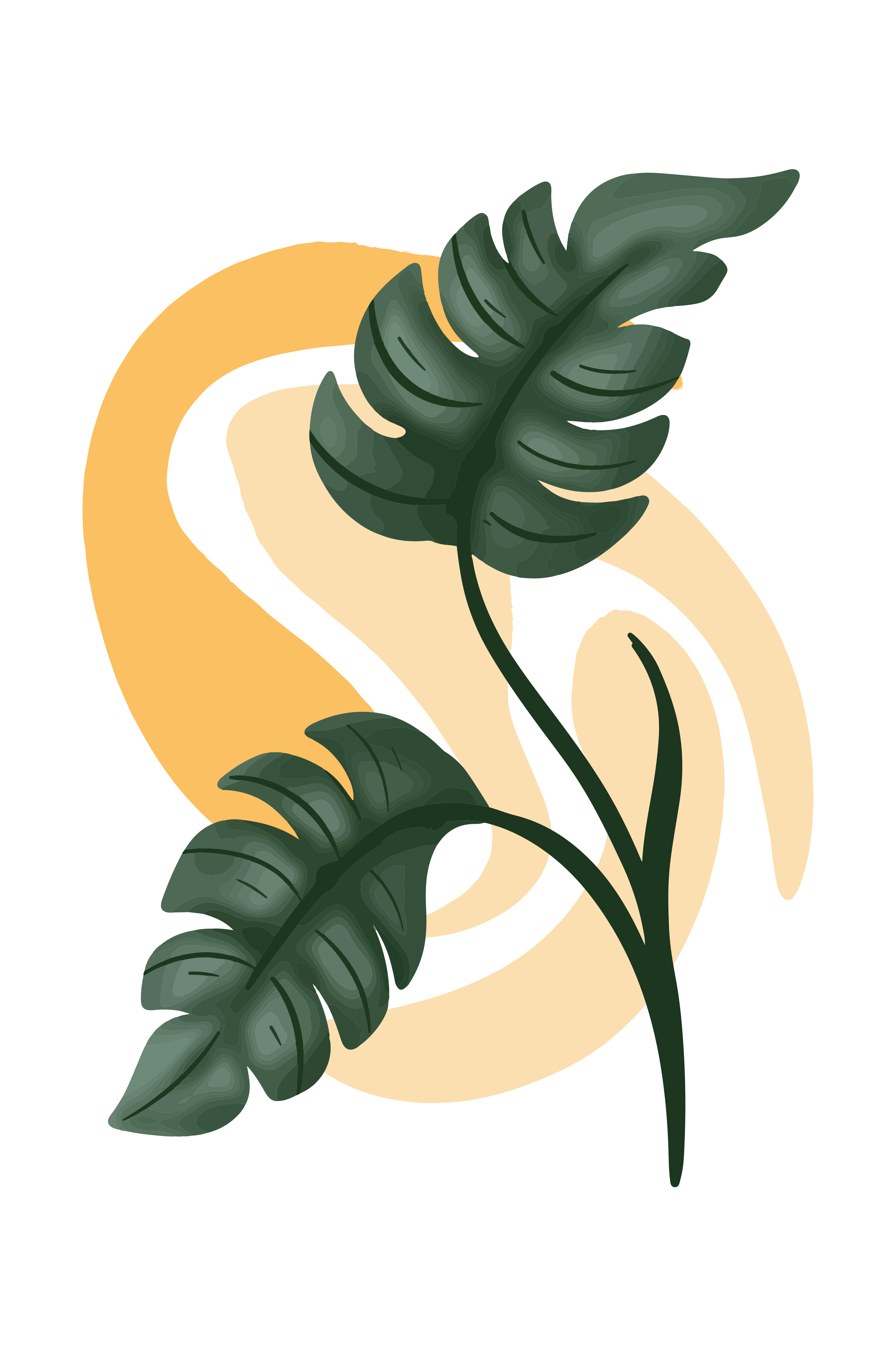 Vinyl Decal, Minimalist Tropical Plant Art. (5" x 7")