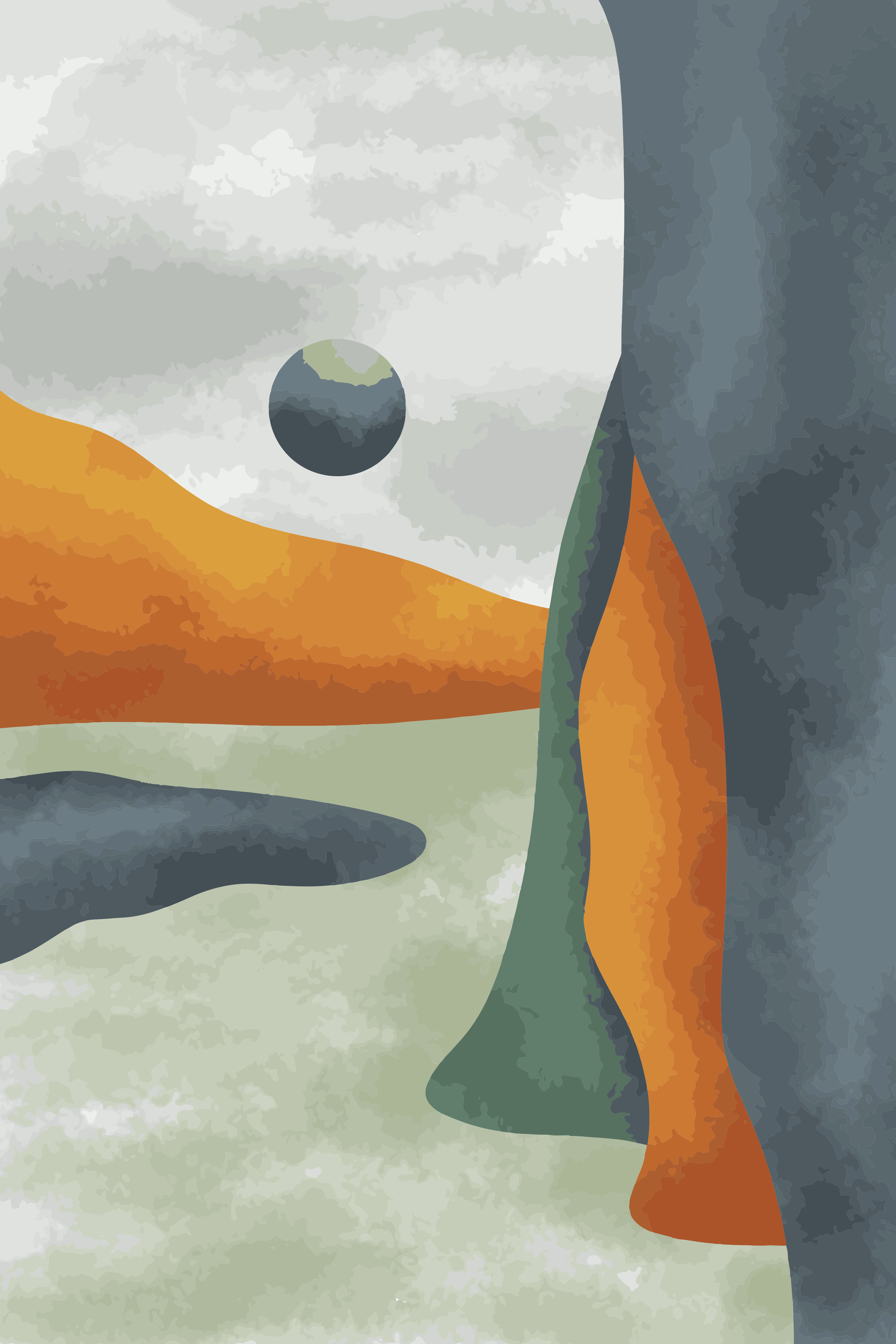 Vinyl Decal, Abstract Mountain Landscape Art.. (5" x 7")