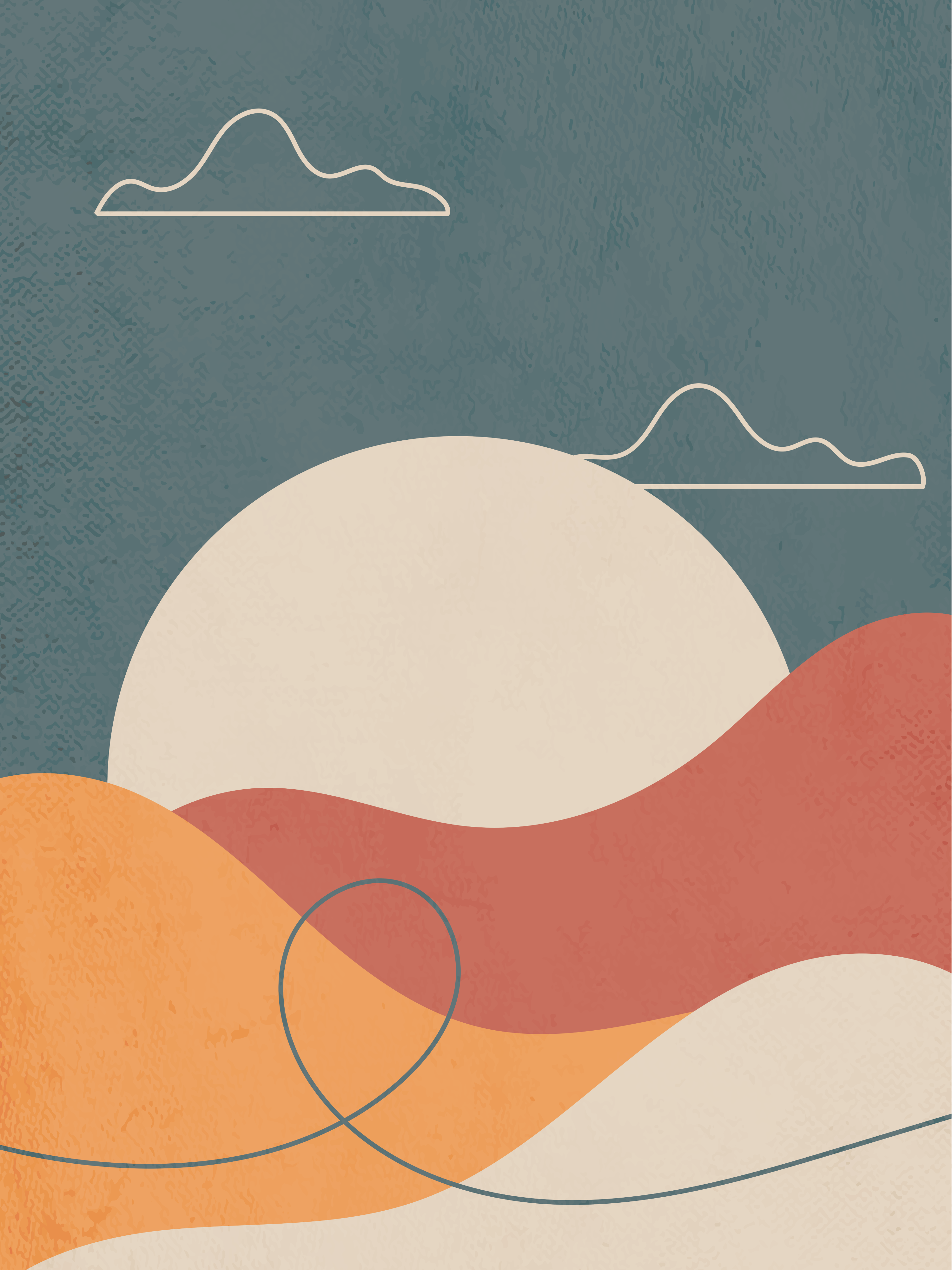 Vinyl Decal, Abstract Sunset View (5" x 7")