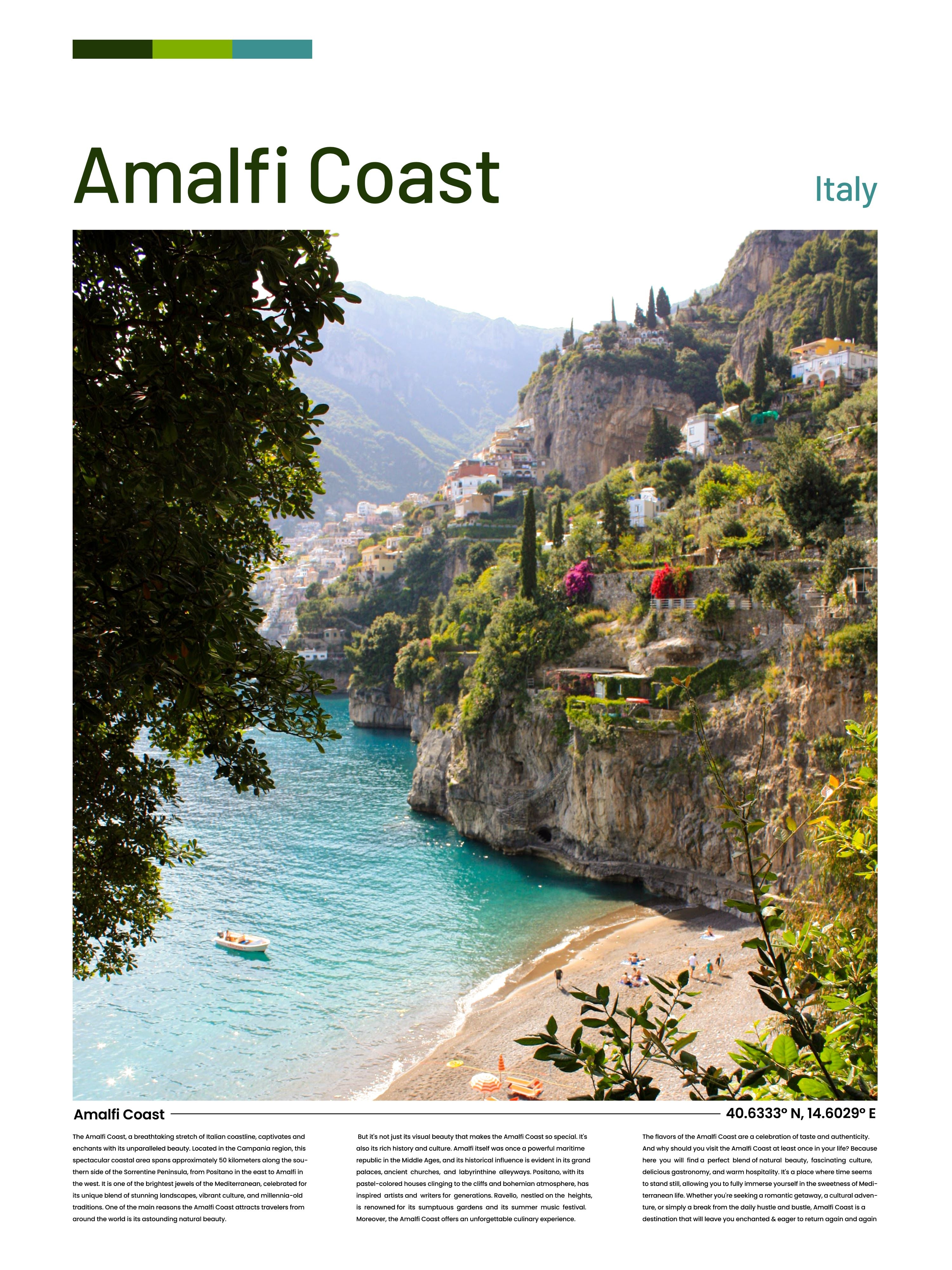 Vinyl Decal, Amalfi Coast (5" x 7")