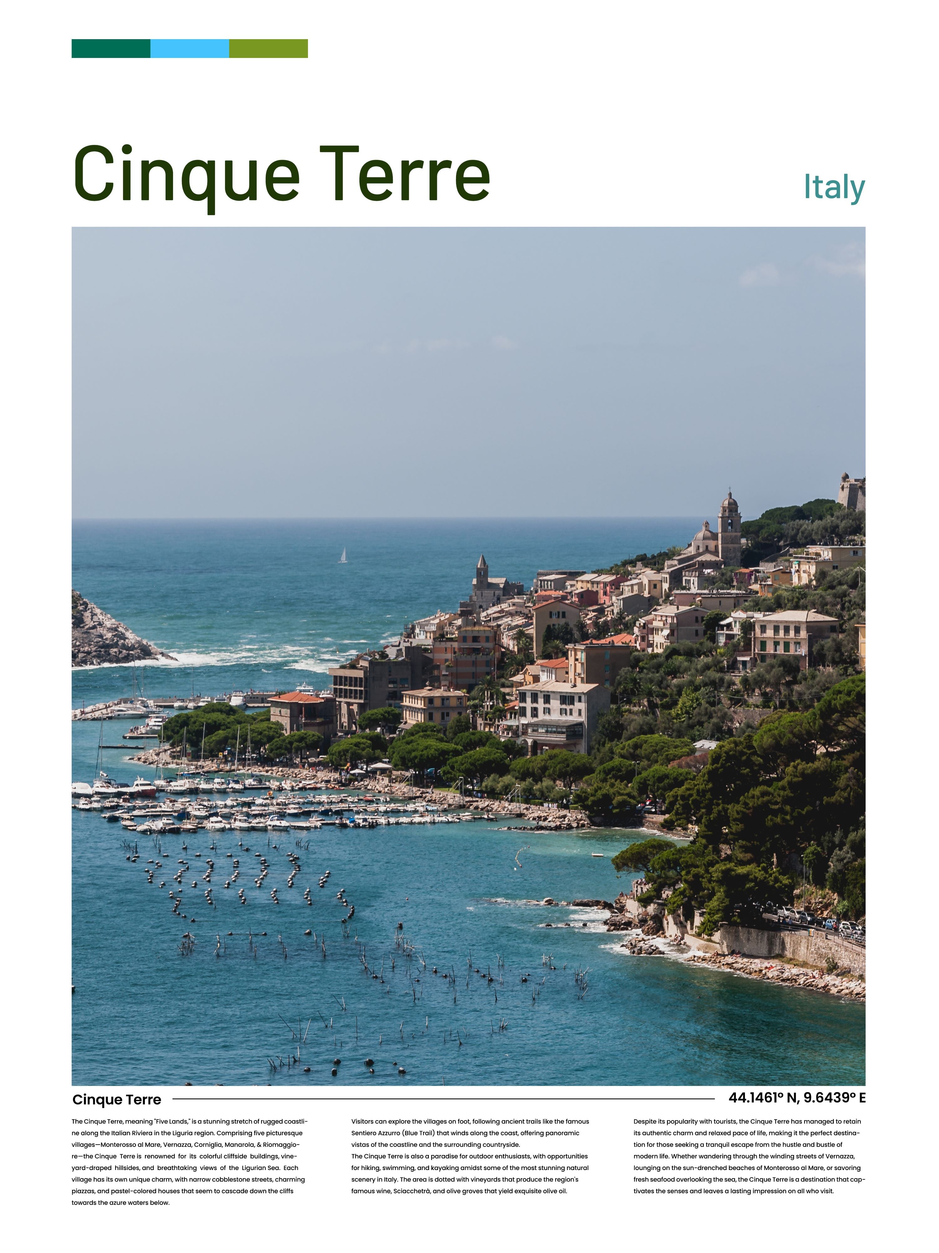 Vinyl Decal, Cinque Terre (5" x 7")