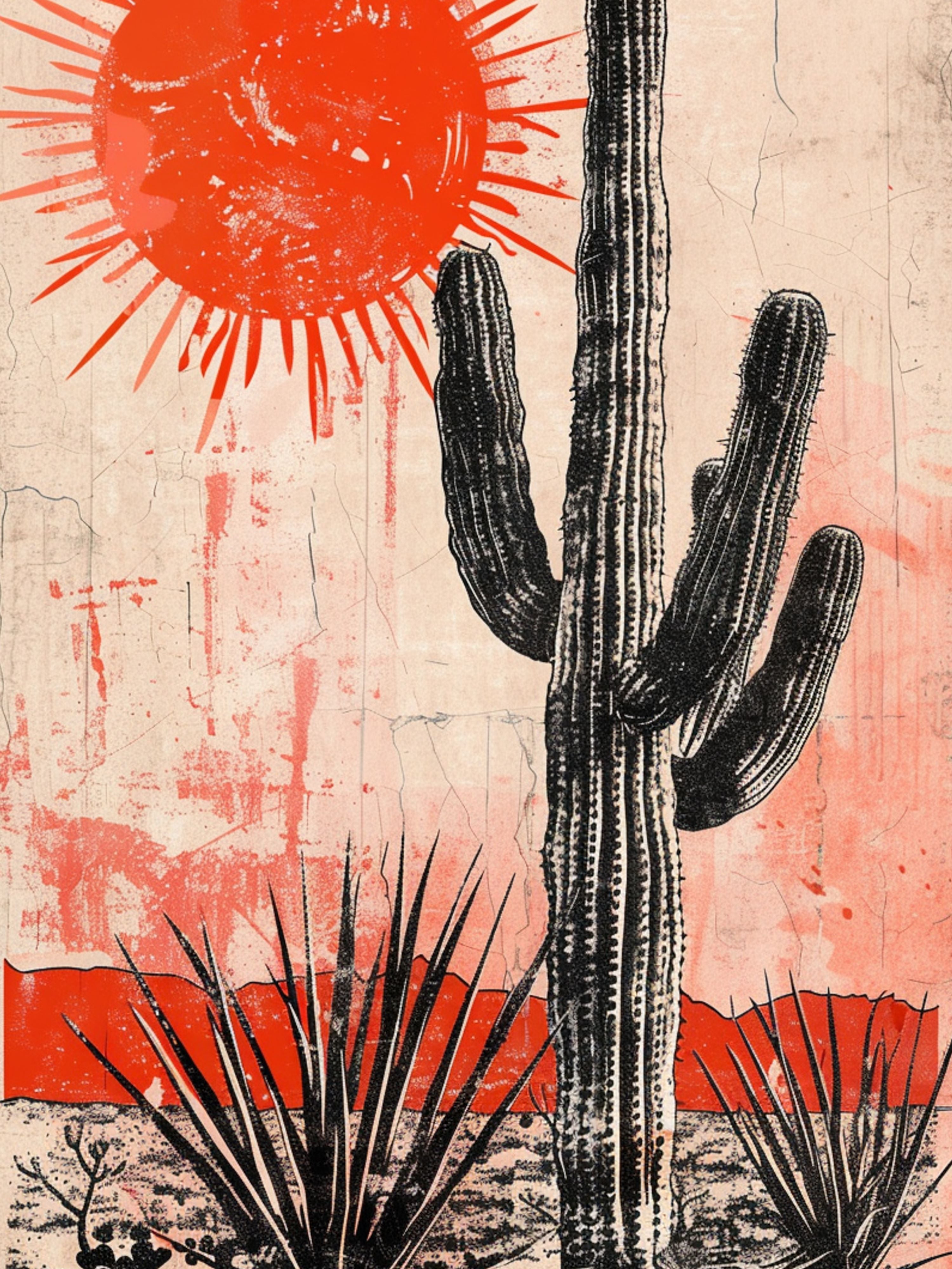 Vinyl Decal, Pop Art Desert (5" x 7")