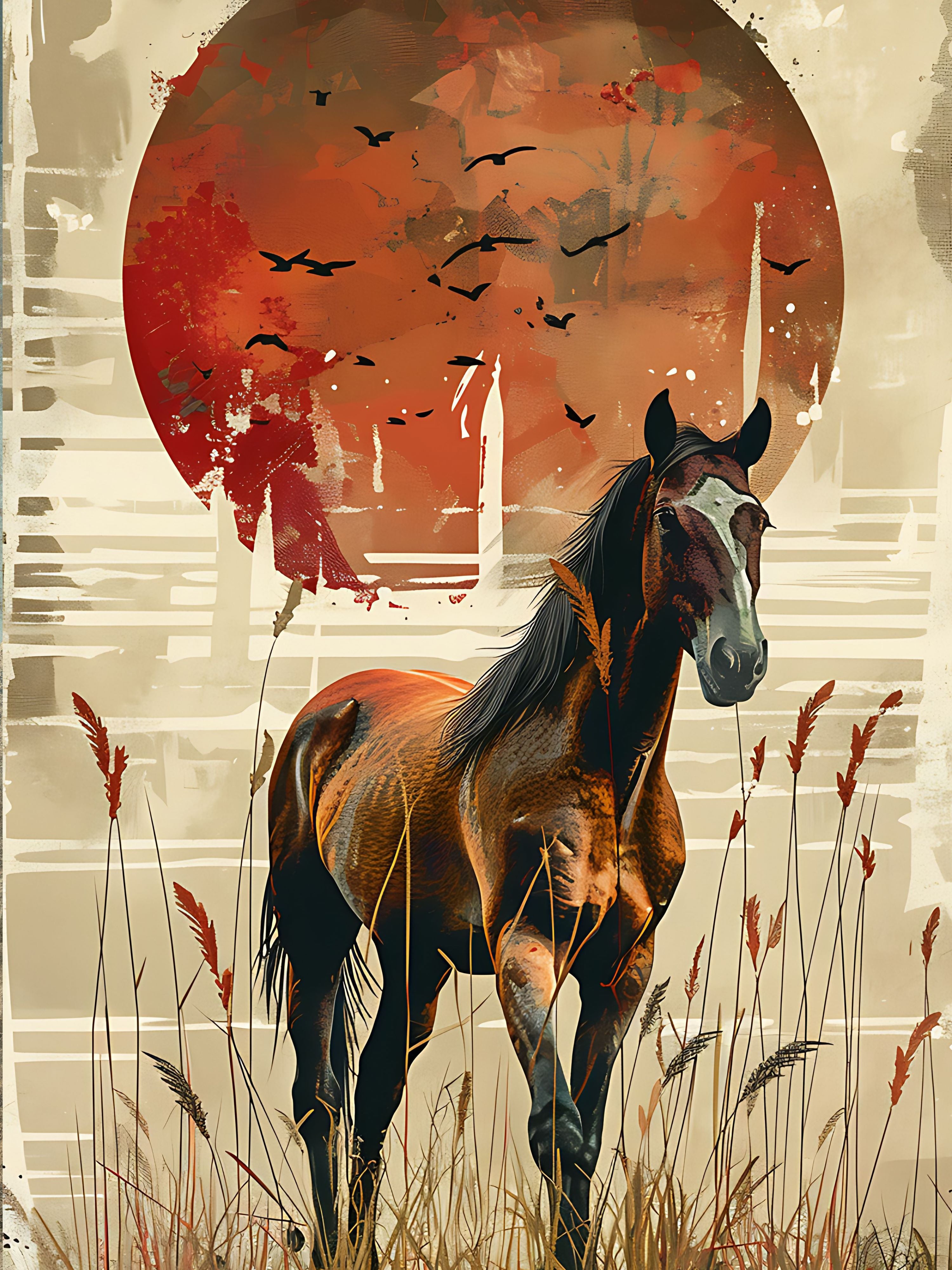 Vinyl Decal, Horse In Tall Grass (5" x 7")