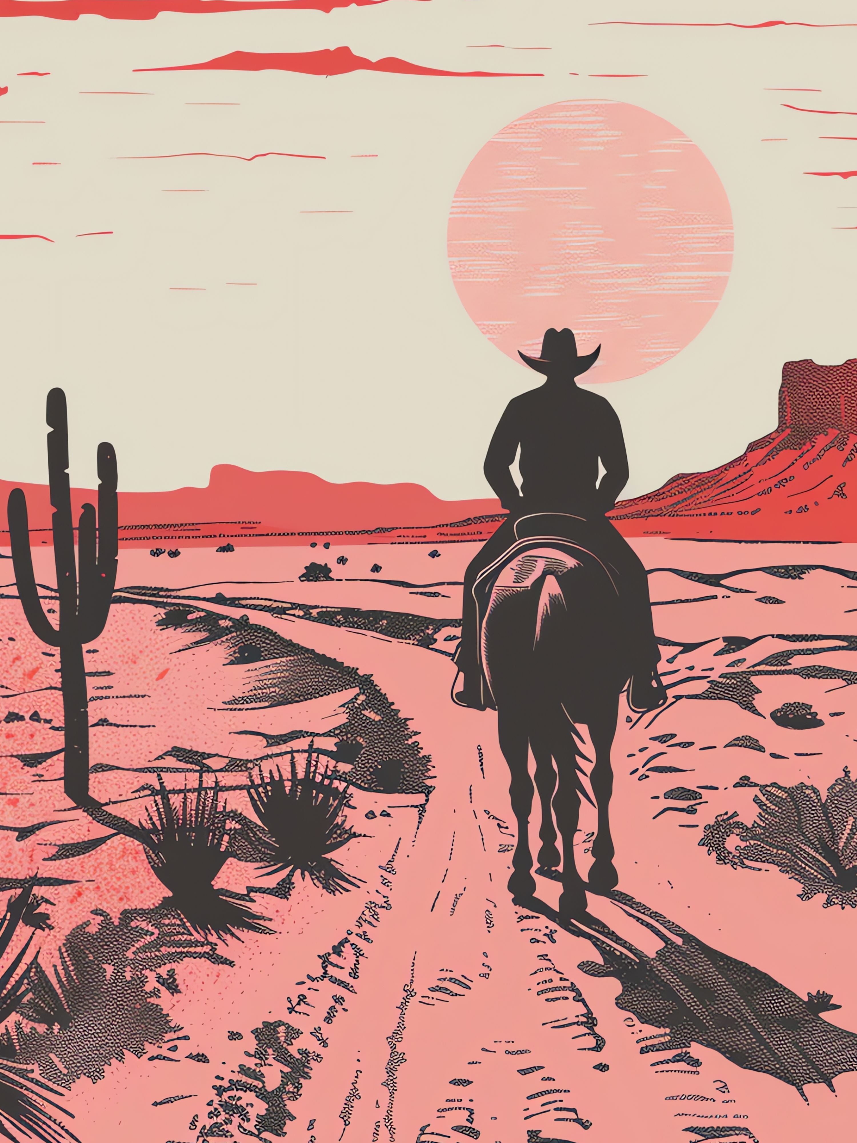 Vinyl Decal, Pink Desert Silhouette (5" x 7")
