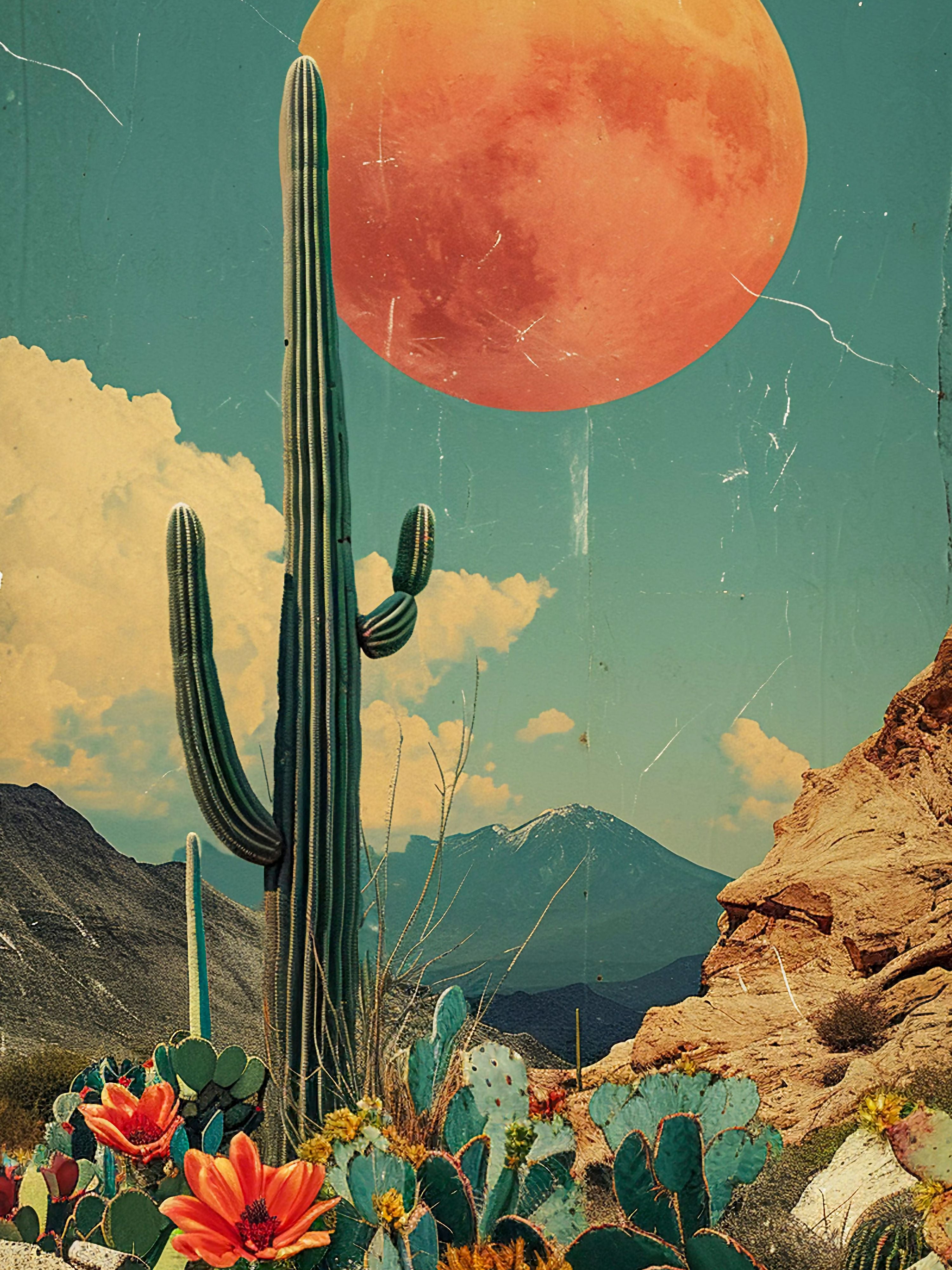 Vinyl Decal, Cactus Desert Landscape (5" x 7")