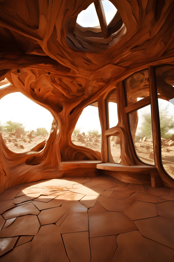 Vinyl Decal, Unique Organic Wood Architecture Interior Design (5" x 7")