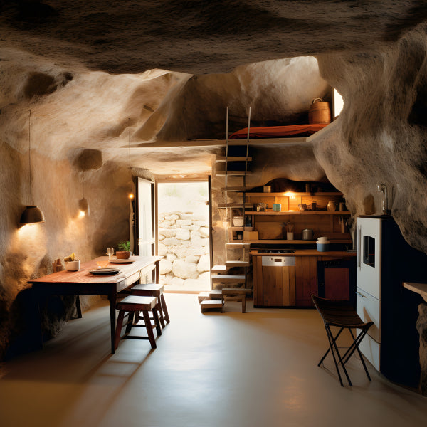 Vinyl Decal, Unique Cave House Interior Design (5" x 7")