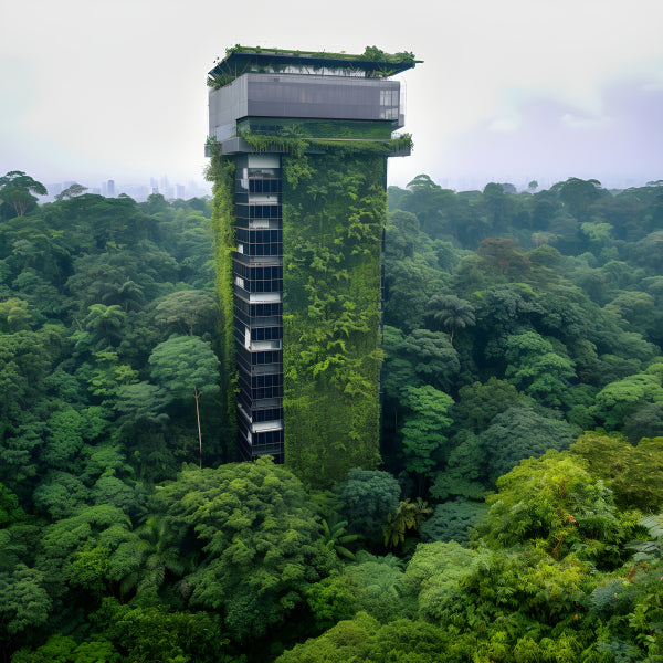Vinyl Decal, Verdant Urban Tower (5" x 7")