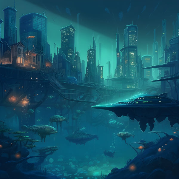 Vinyl Decal, Mesmerizing Underwater Metropolis (5" x 7")