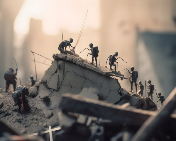 Vinyl Decal, War Zone Miniatures Urban Combat Diorama Art Print, 5 x 7 or 8 x 10 Inch Unframed Poste