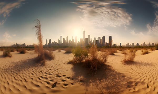 Vinyl Decal, Modern Metropolis in the Sand Dunes Print, 5 x 7 or 8 x 10 Inch Unframed Poster for Hom