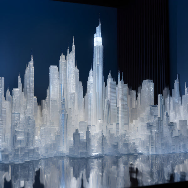 Vinyl Decal, Modern Ice City Skyline Wall Art Poster Print for Home Office Decor, 5 x 7 or 8 x 10 In